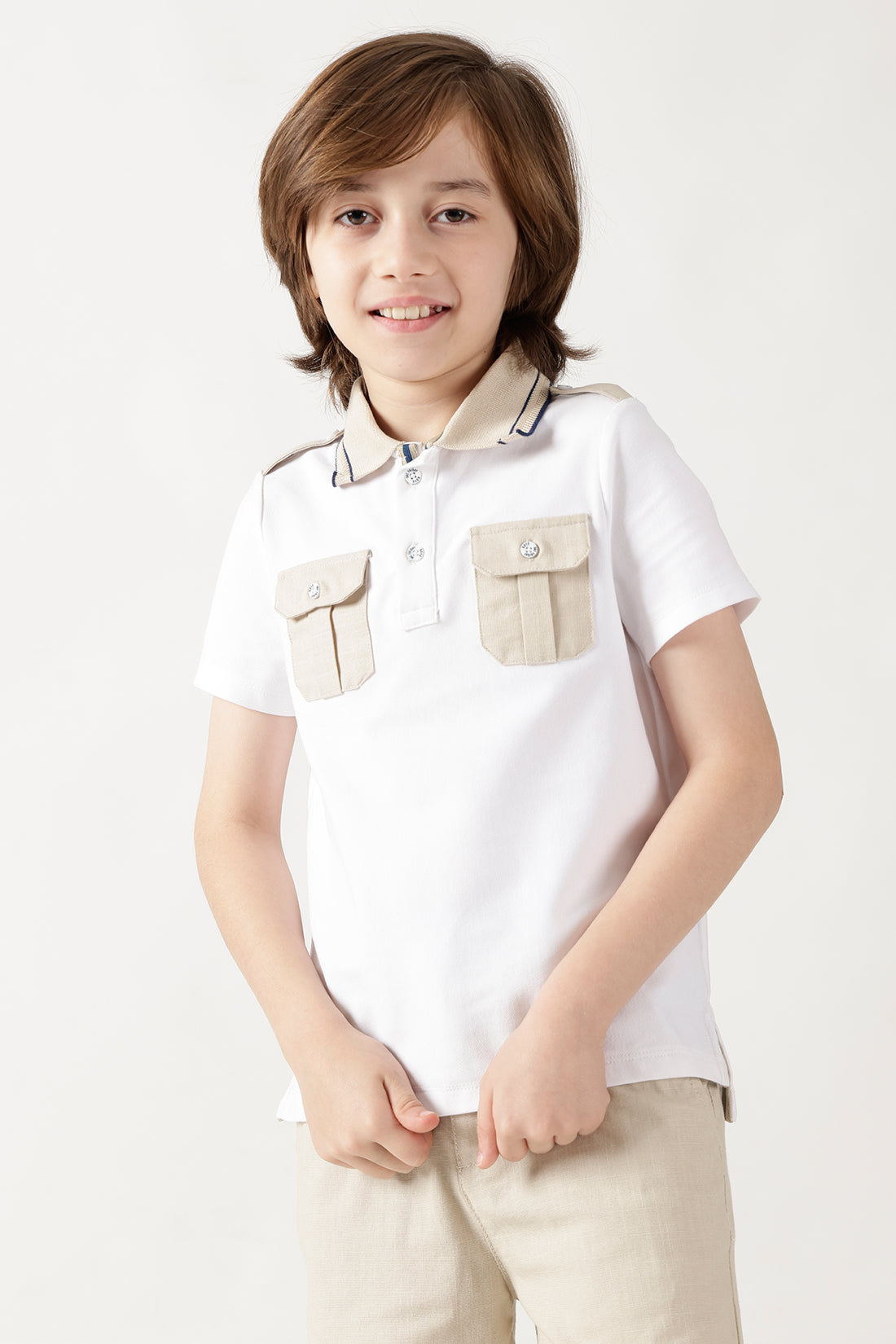 Boys White Regular Fit Short Sleeve Solid T-Shirts