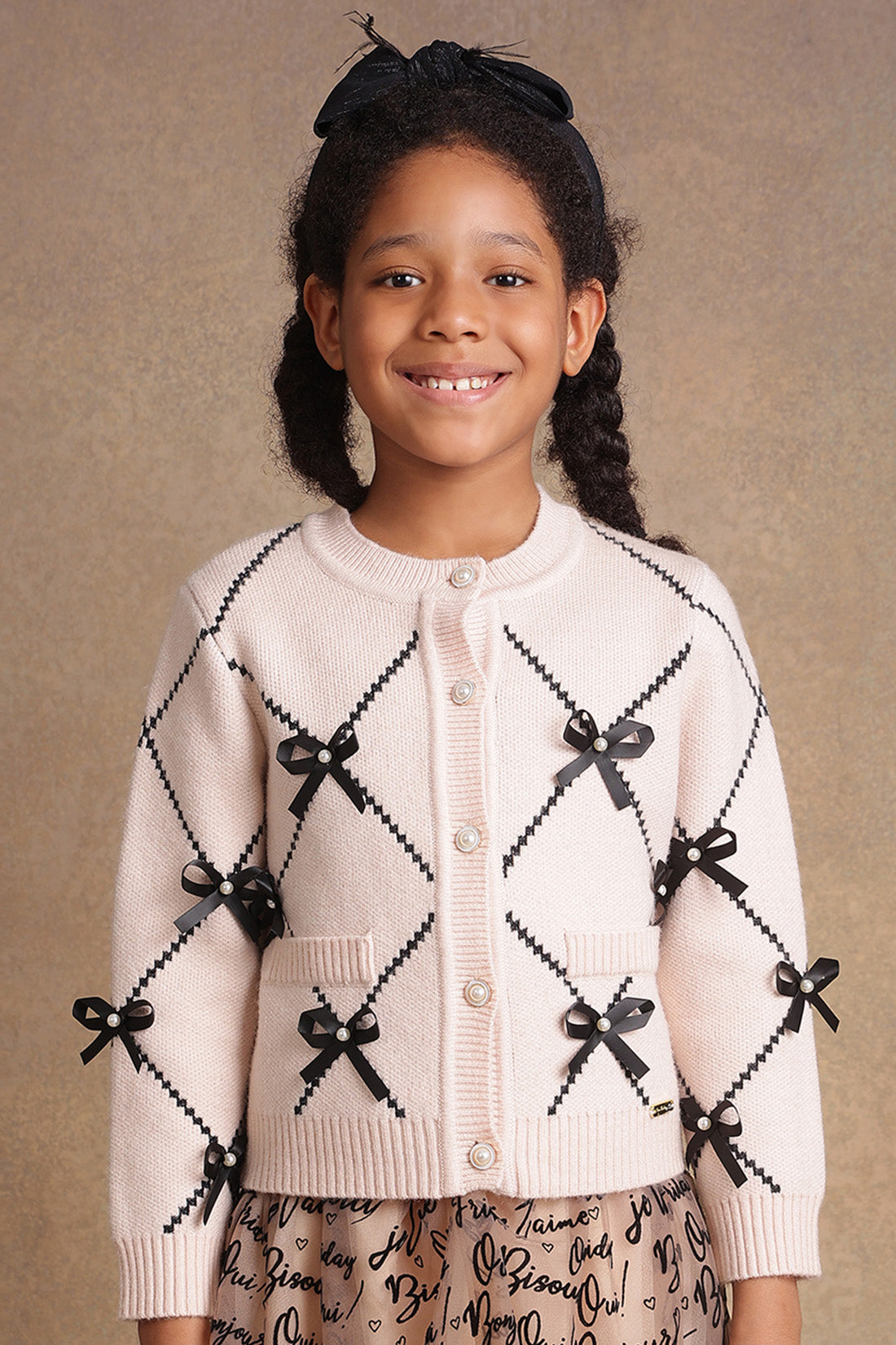 Girls Nude Solid Sweater