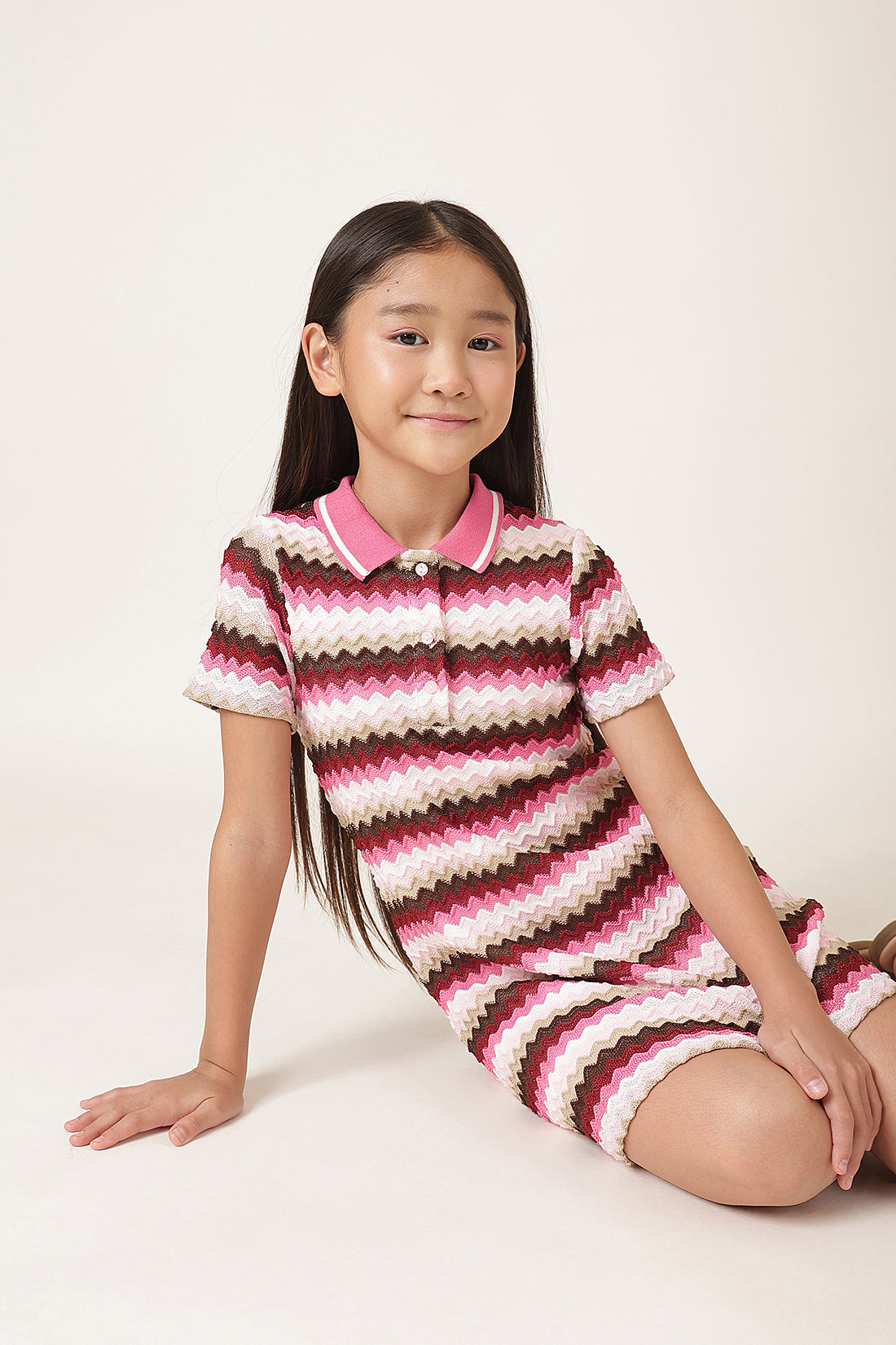 Girls Multi Abstract Jacquard Shirt Dress
