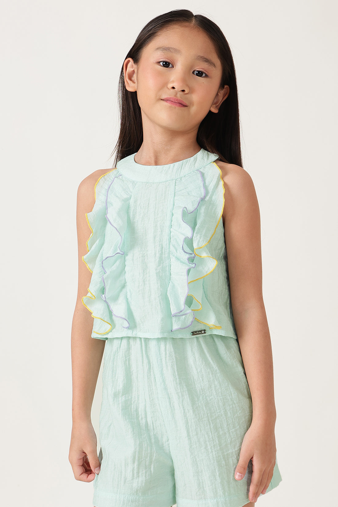 One Friday Girls Aqua Solid Jumpsuit