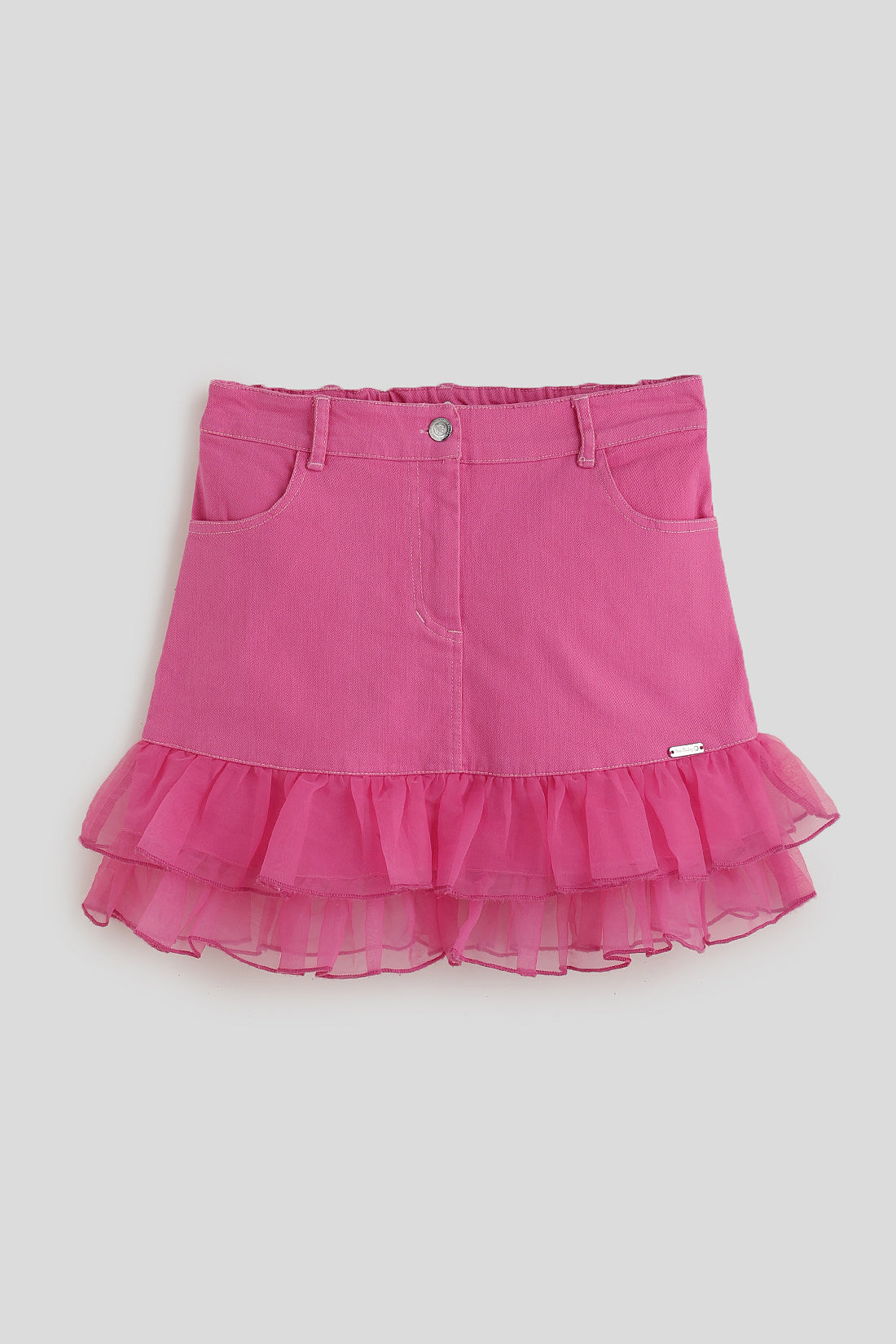 One Friday Girls Pink Solid Skirt