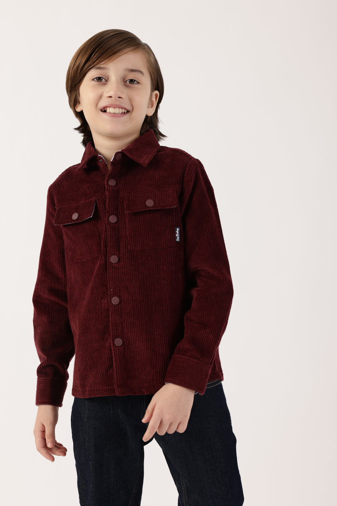 Boys Burgundy Cotton Knit Overshirt