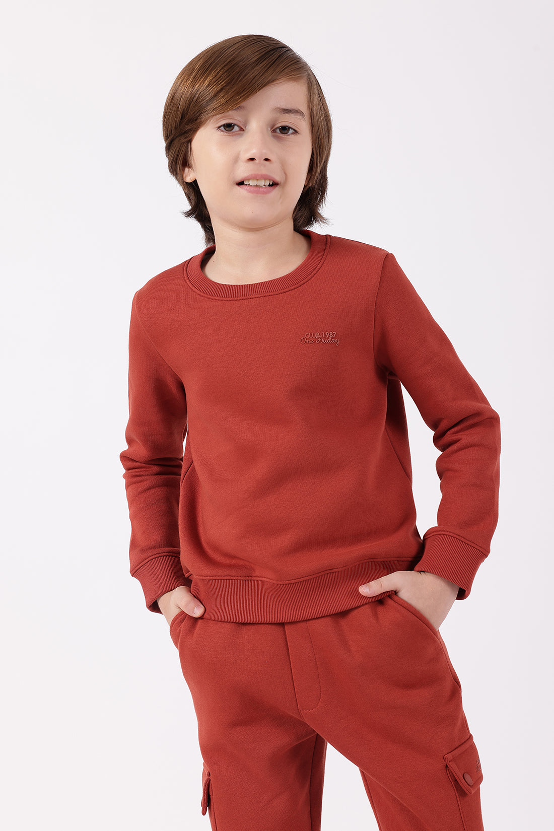Boys Orange Cotton Blend Sweatshirt