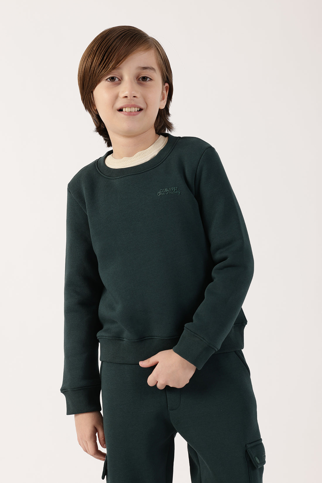 Boys Green Cotton Blend Sweatshirt