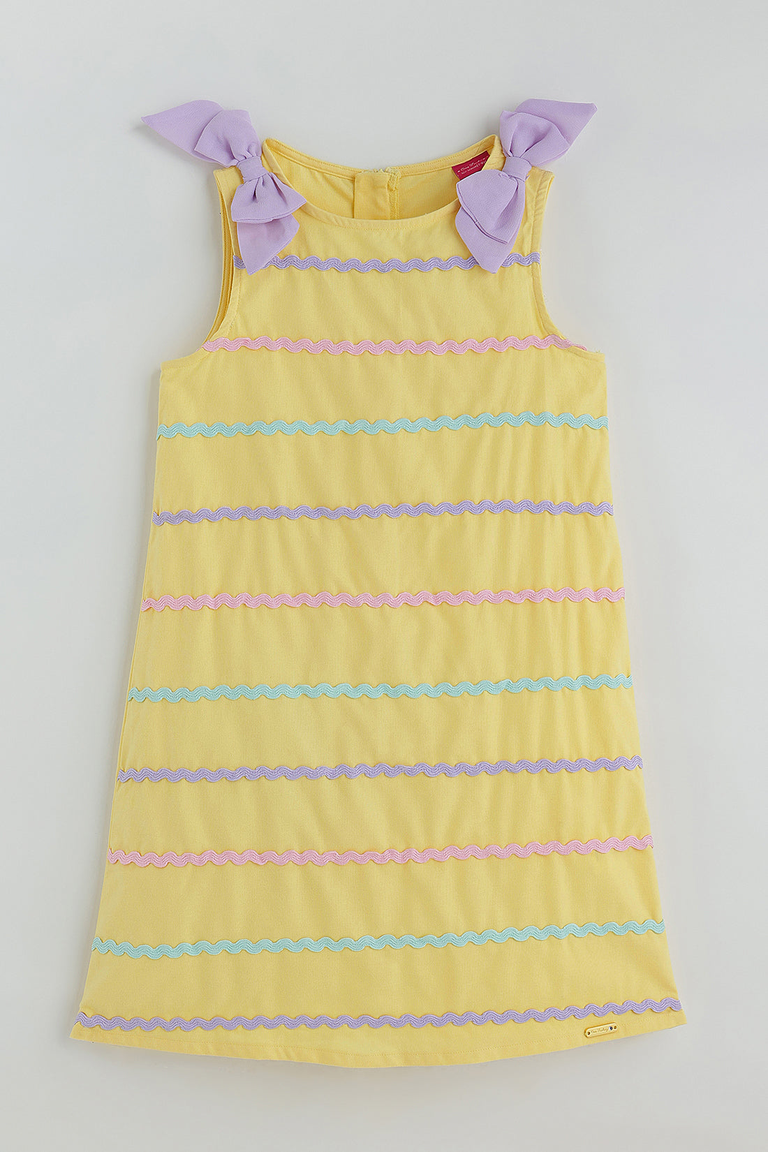 Girls Yellow A-Line Solid Dress By Sleeveless - One Friday