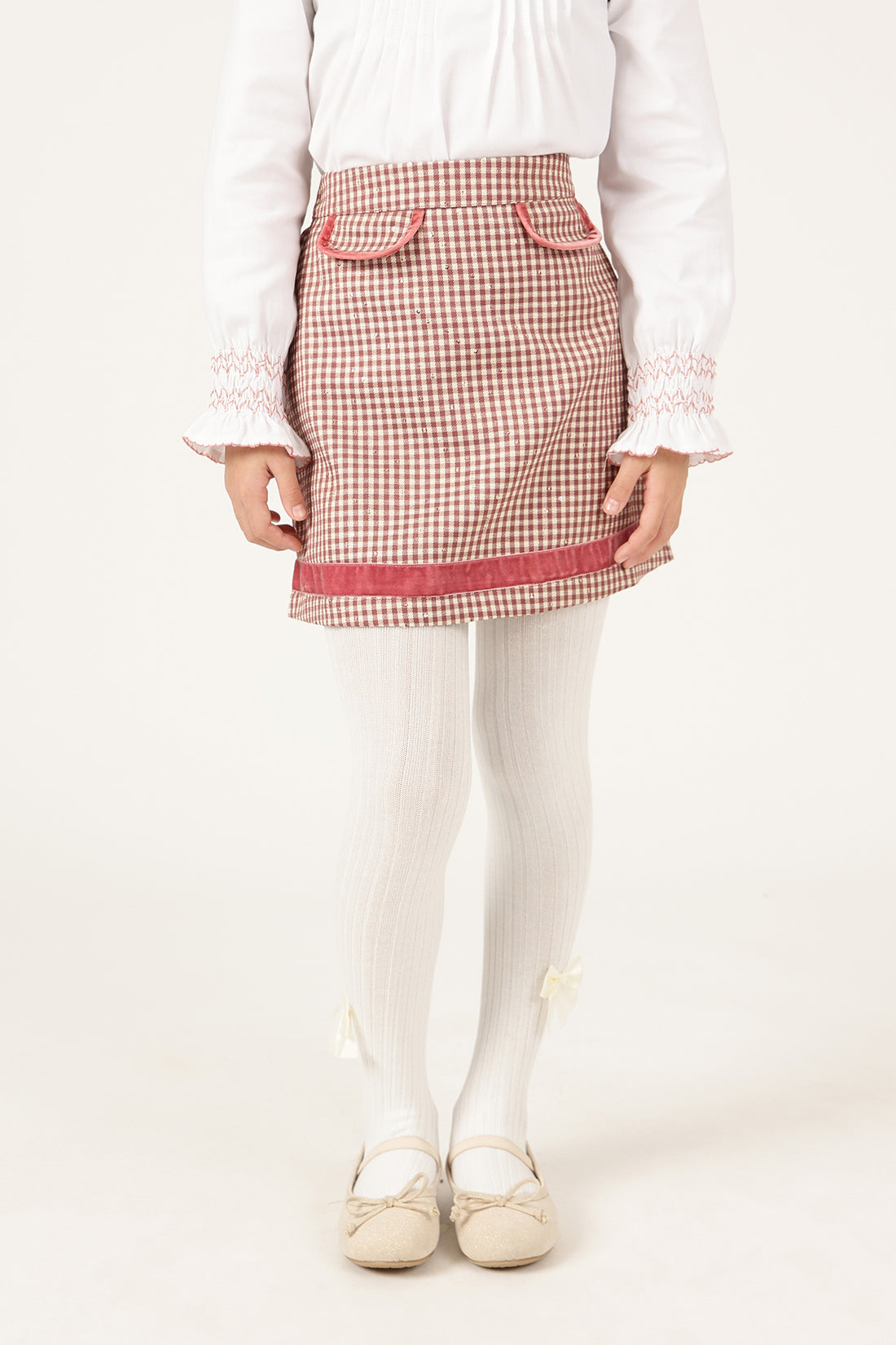 Girls Multicolor Check Woven Skirt