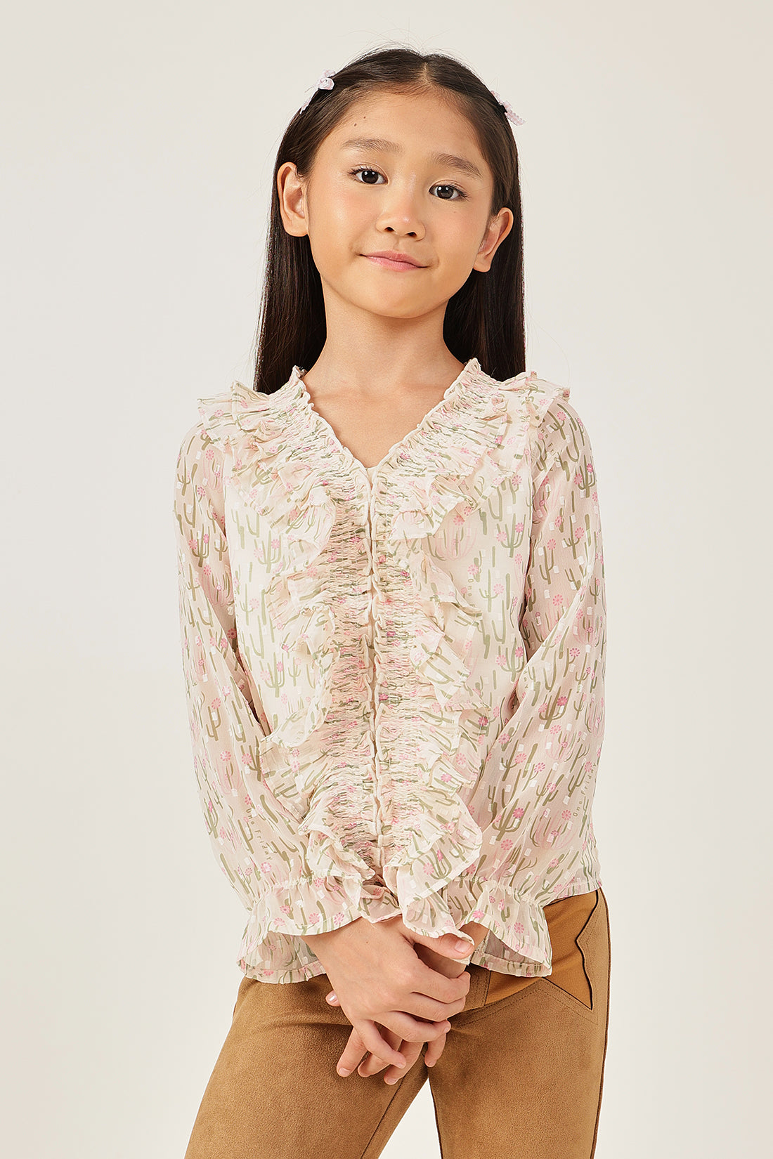 Girls Multicolor Abstract Print Woven Top