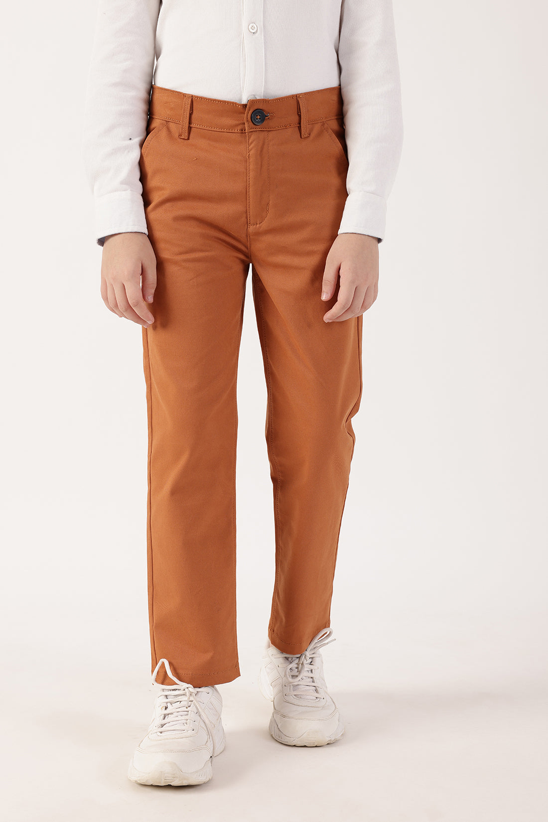 Boys Rust Solid Stretch Cotton Trousers