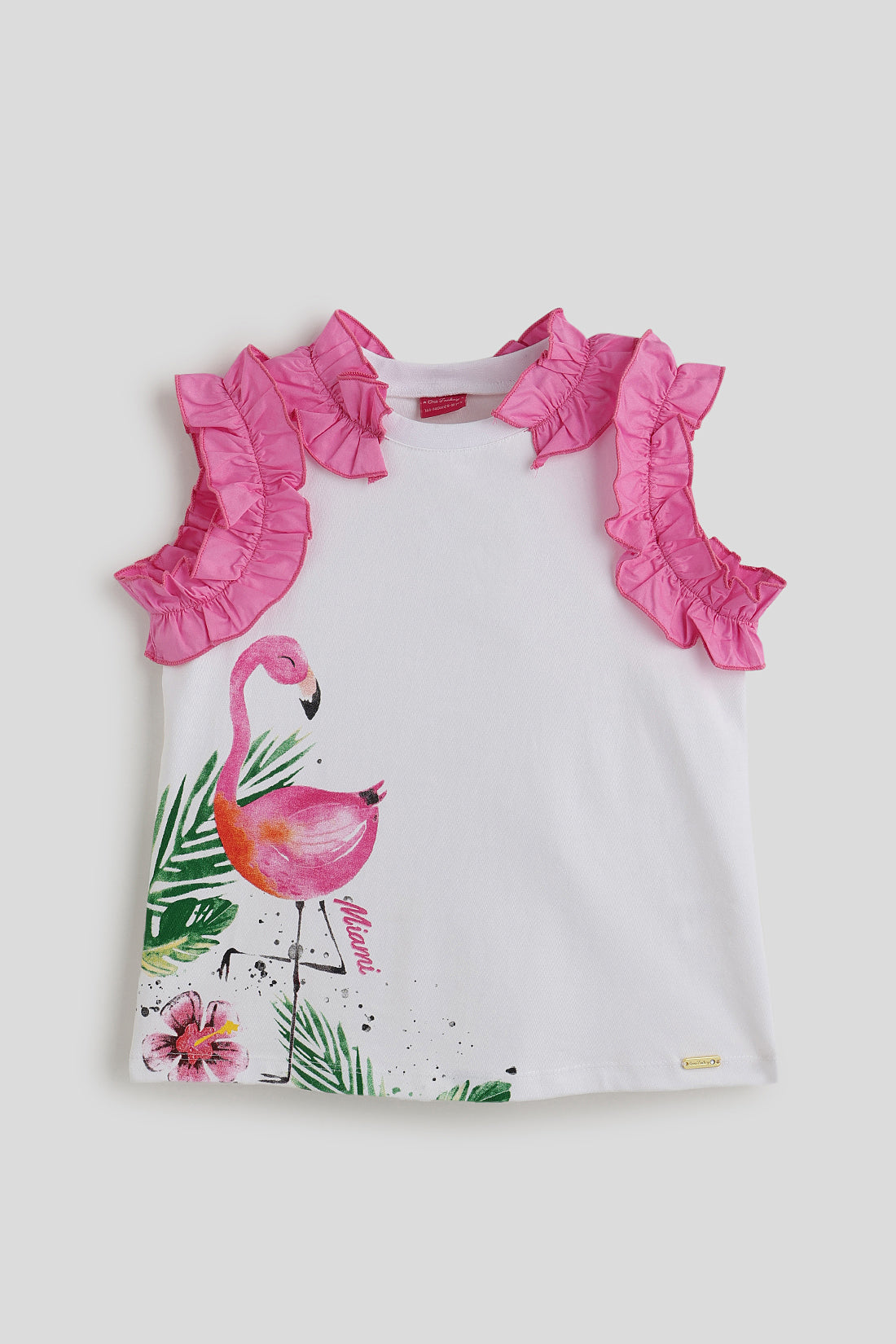 Girls White Regular Fit Sleeveless Solid Tops / One Friday