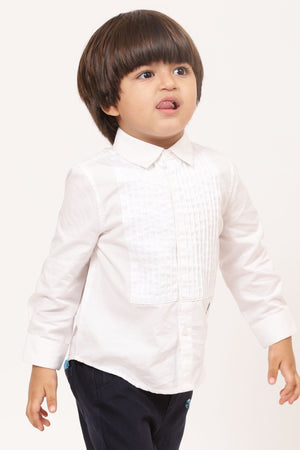 One Friday Baby Boys Off White Woven Cotton Shirt