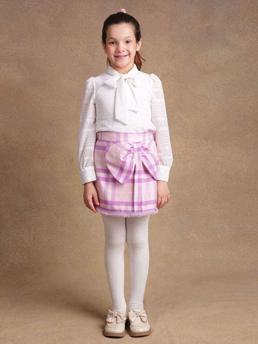 Girls Pink & Lilac Bow Skirt
