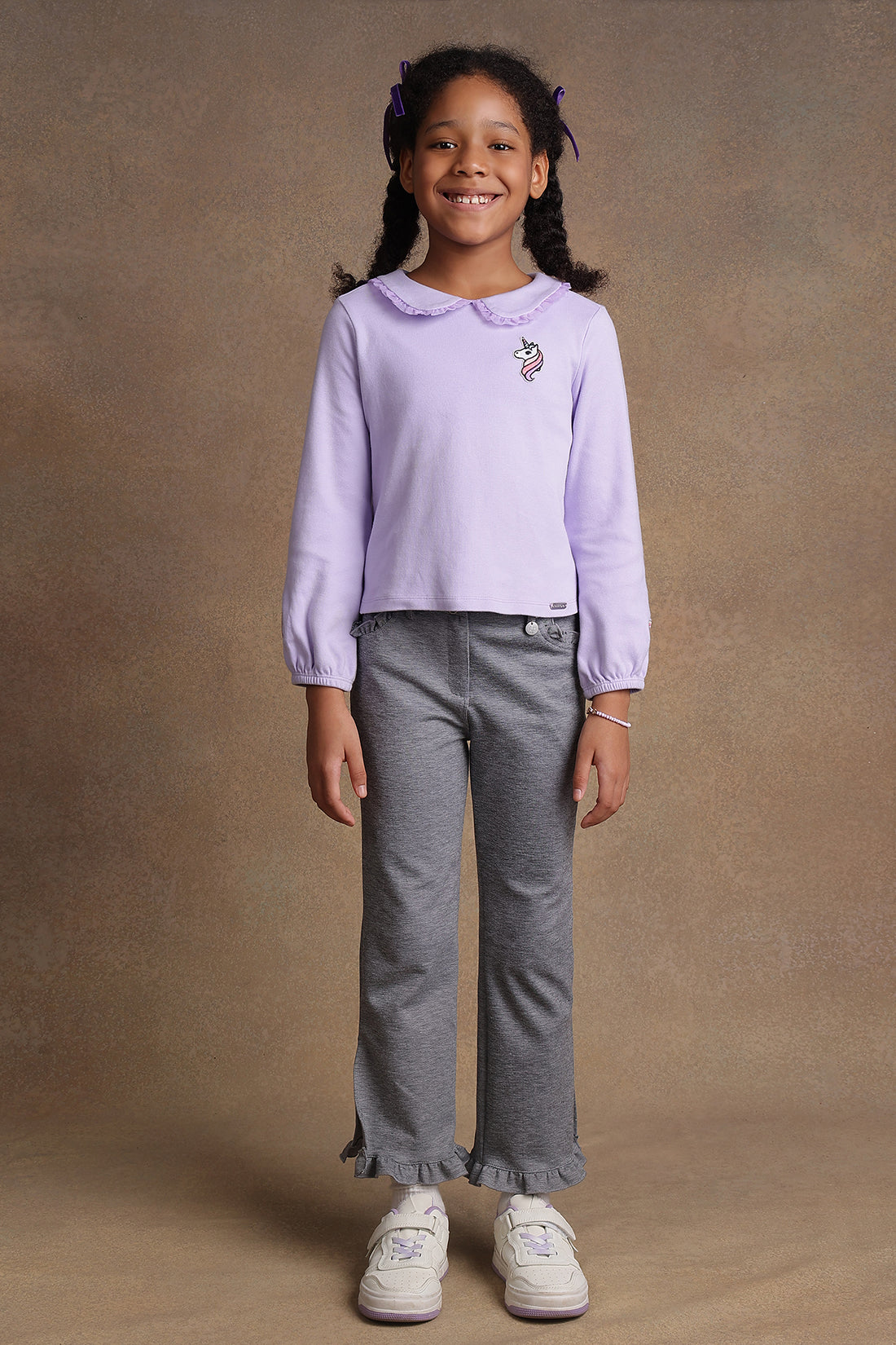 One Friday Kids Girls Peter Pan Lavender Coloured Top