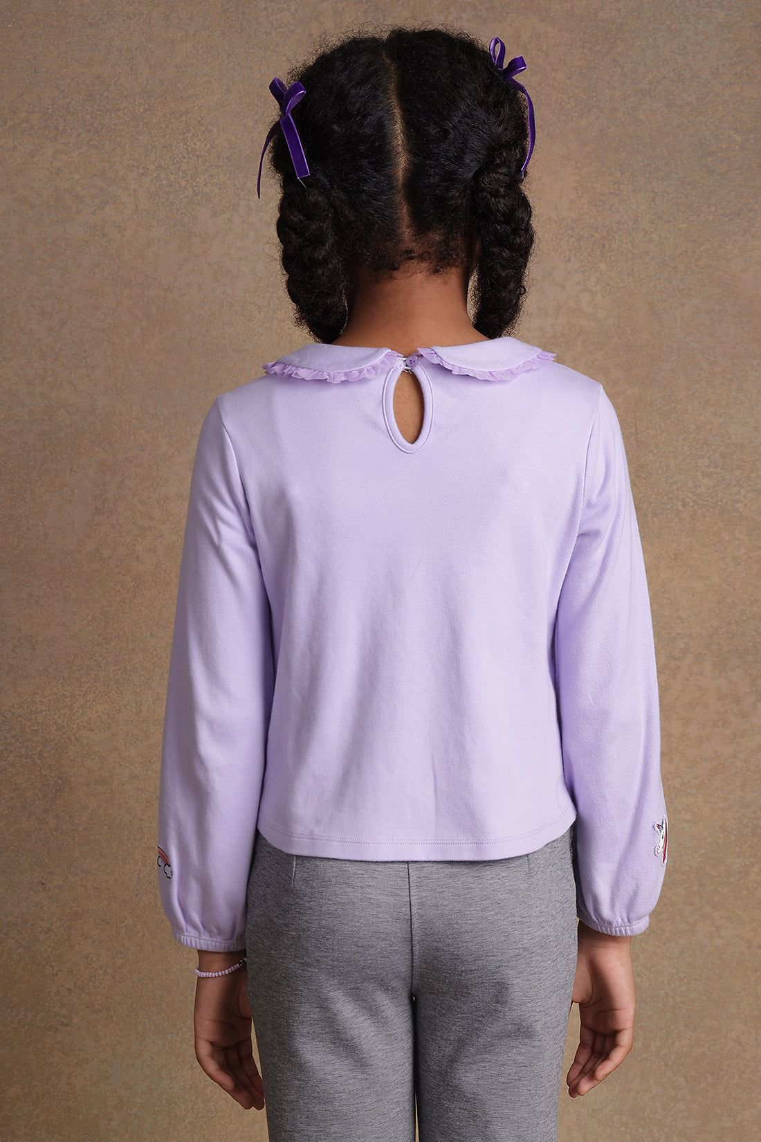 One Friday Kids Girls Peter Pan Lavender Coloured Top