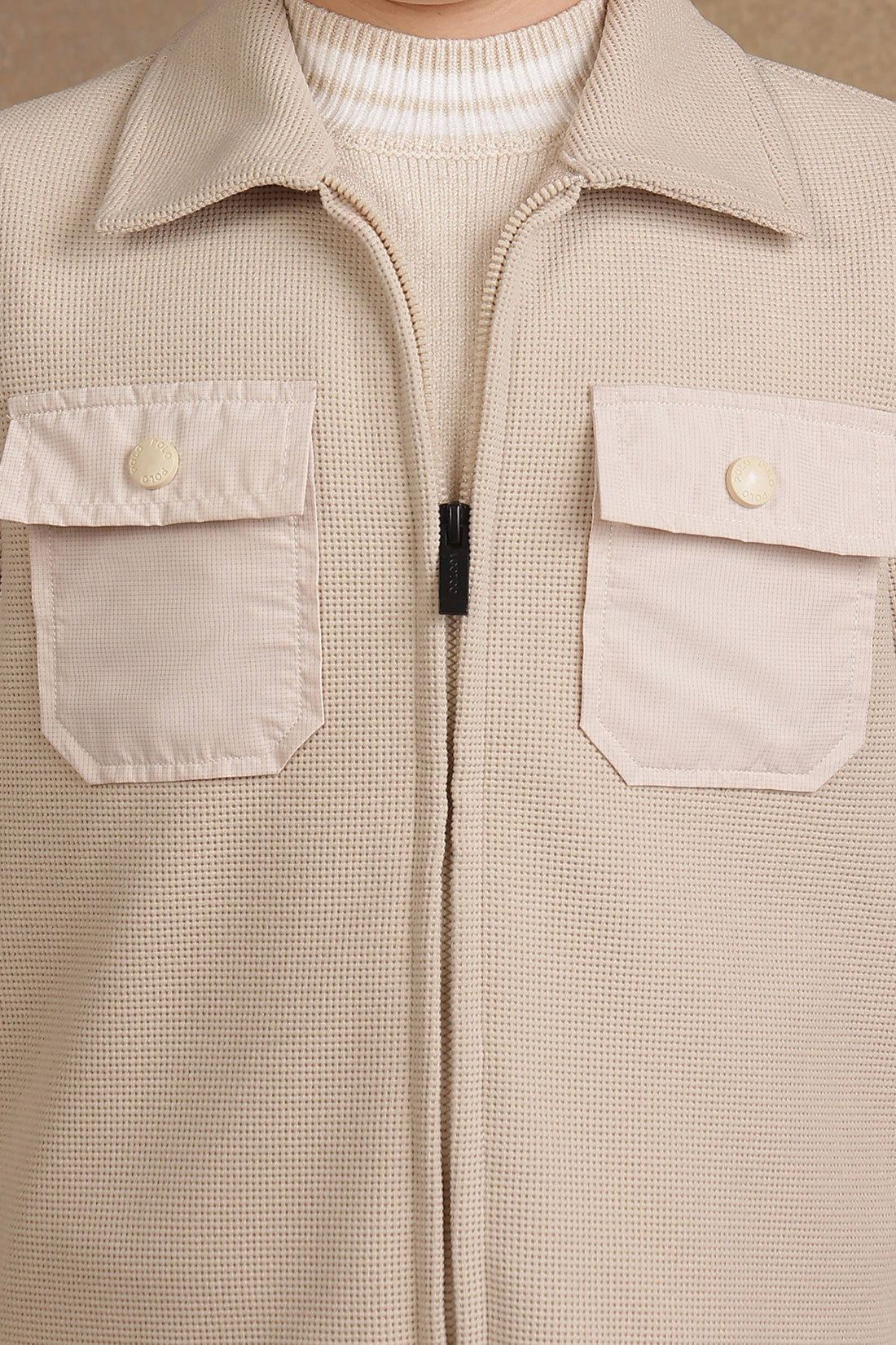 One Friday Kids Boys Beige Knitted Jacket