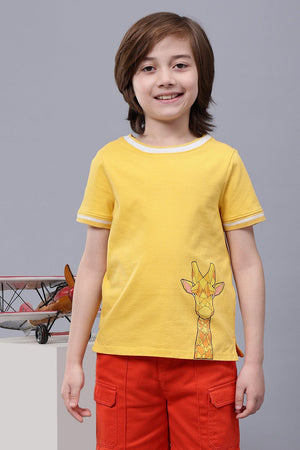 One Friday Kids Boys Yellow Round Neck T-Shirt