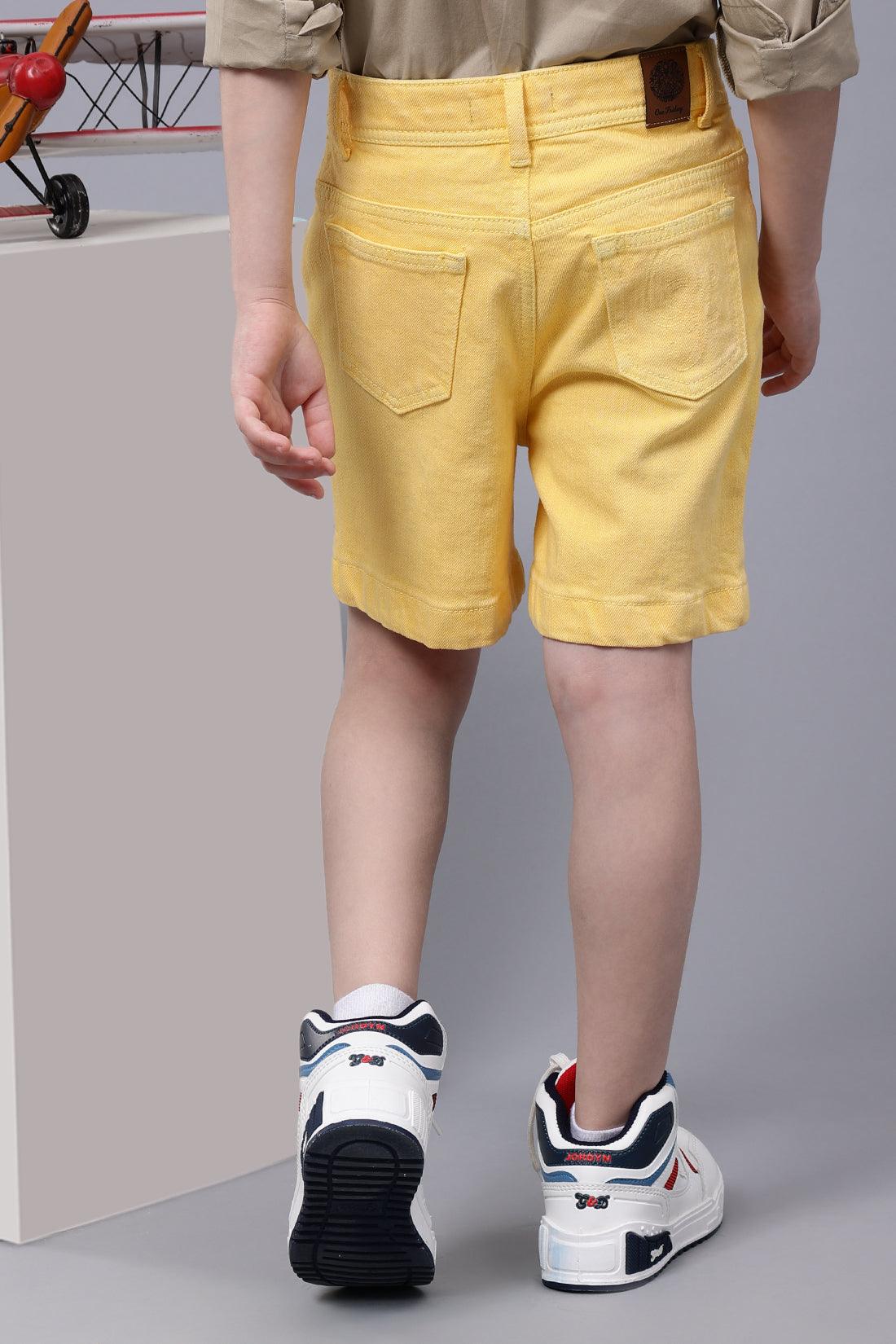 One Friday Kids Boys Yellow Denim Shorts - One Friday World