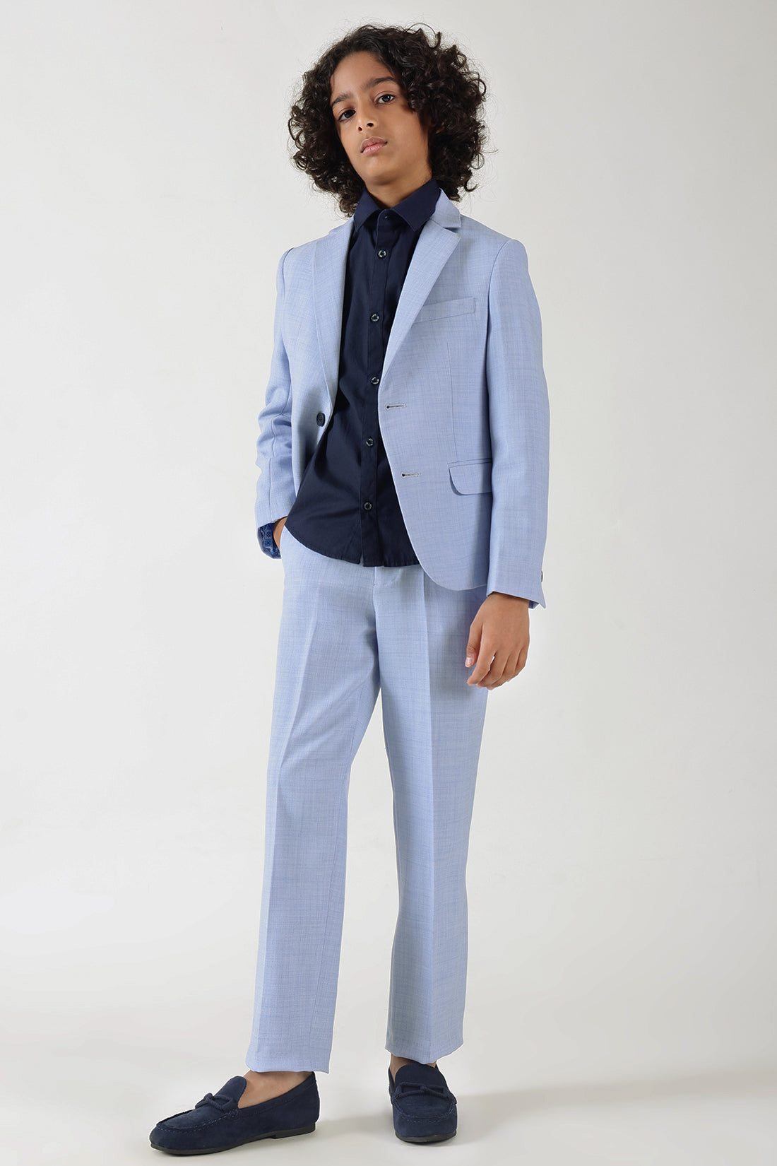 Boys Blue Regular Fit Blazer & Pants Two-Piece Suit Set by One Friday