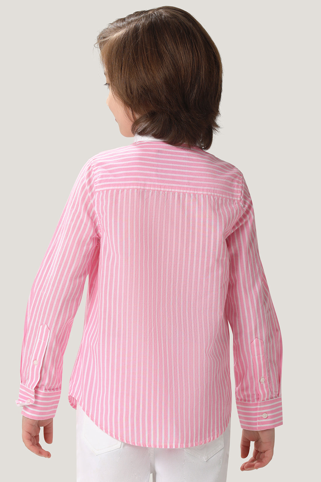 Boys Pink & White Striped Shirt