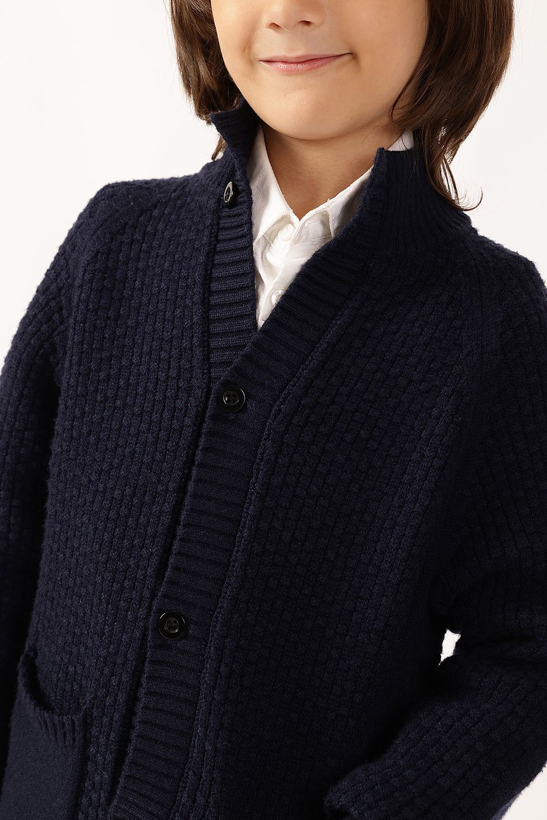Boys Navy Blue Knit Cardigan One Friday