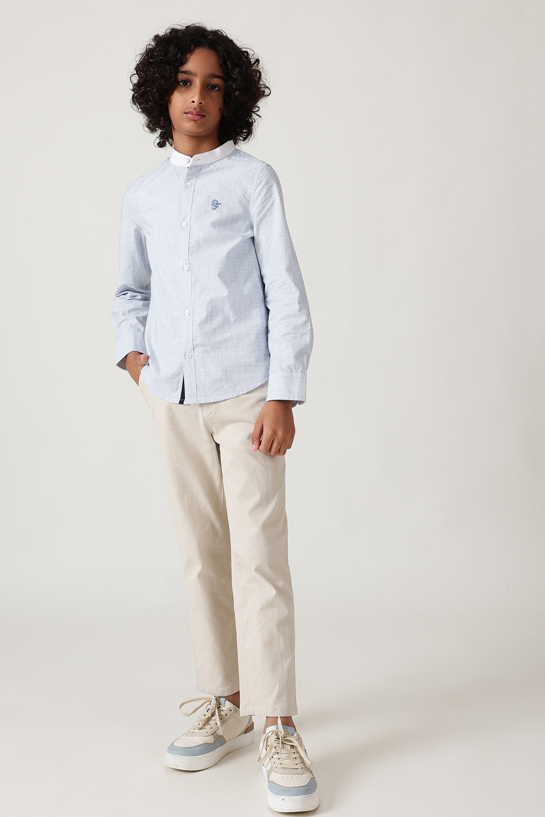 Boys Blue Regular Fit Full Sleeve Stripes Shirt by One Friday