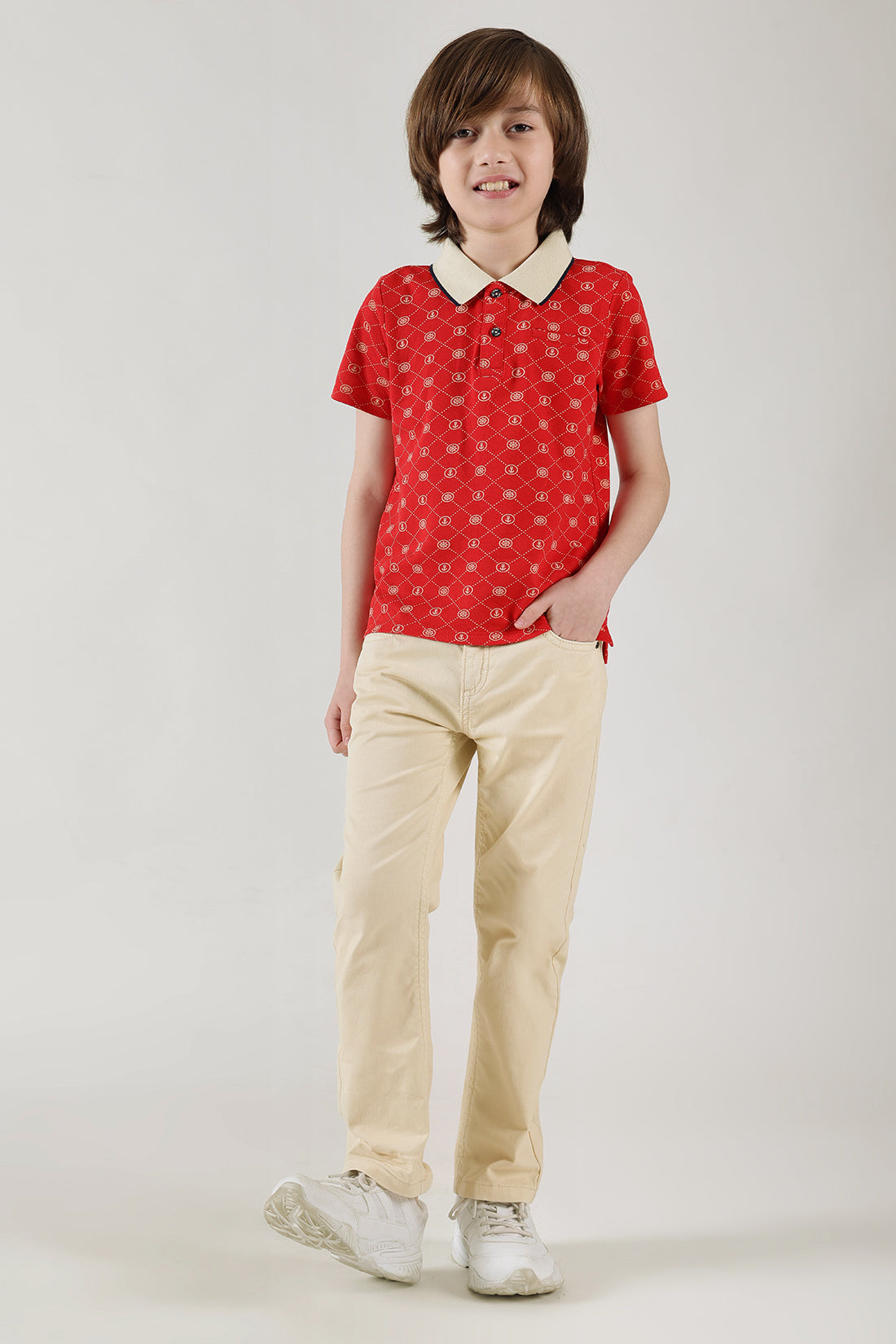 Boys Beige Regular Fit Trouser