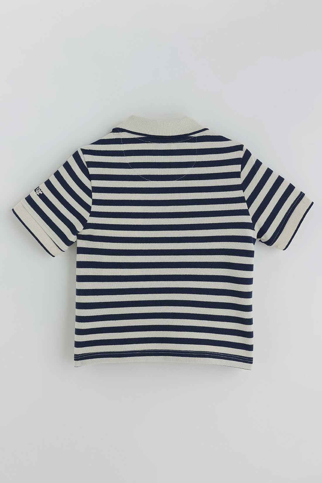 Kids Boys Blue Regular Short Sleeve Yarn Dyed T-Shirt
