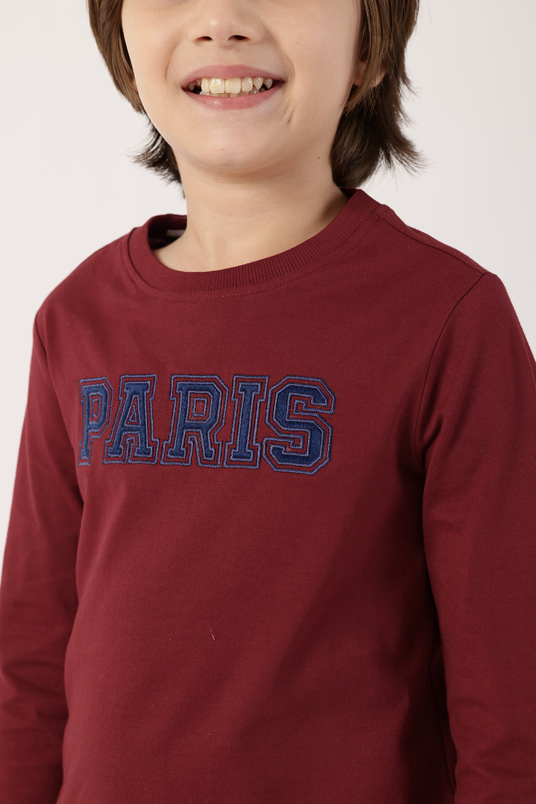 Boys Red Round Neck Cotton T-Shirt