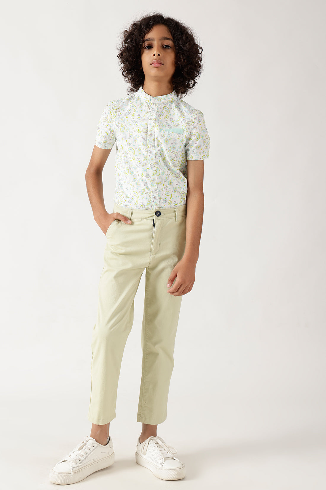 Boys Multi Color Loose Fit Half Sleeve Printed Shirt By One Friday