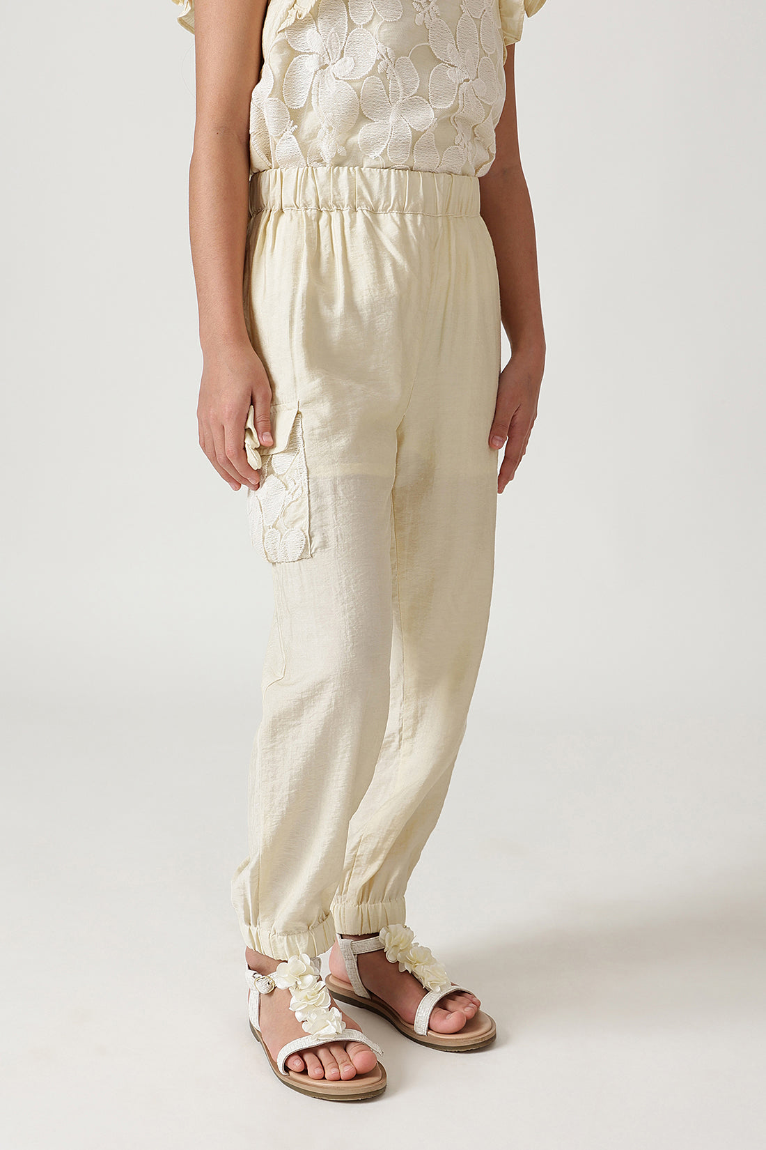 Girls Sand Loose Fit Solid Jogger