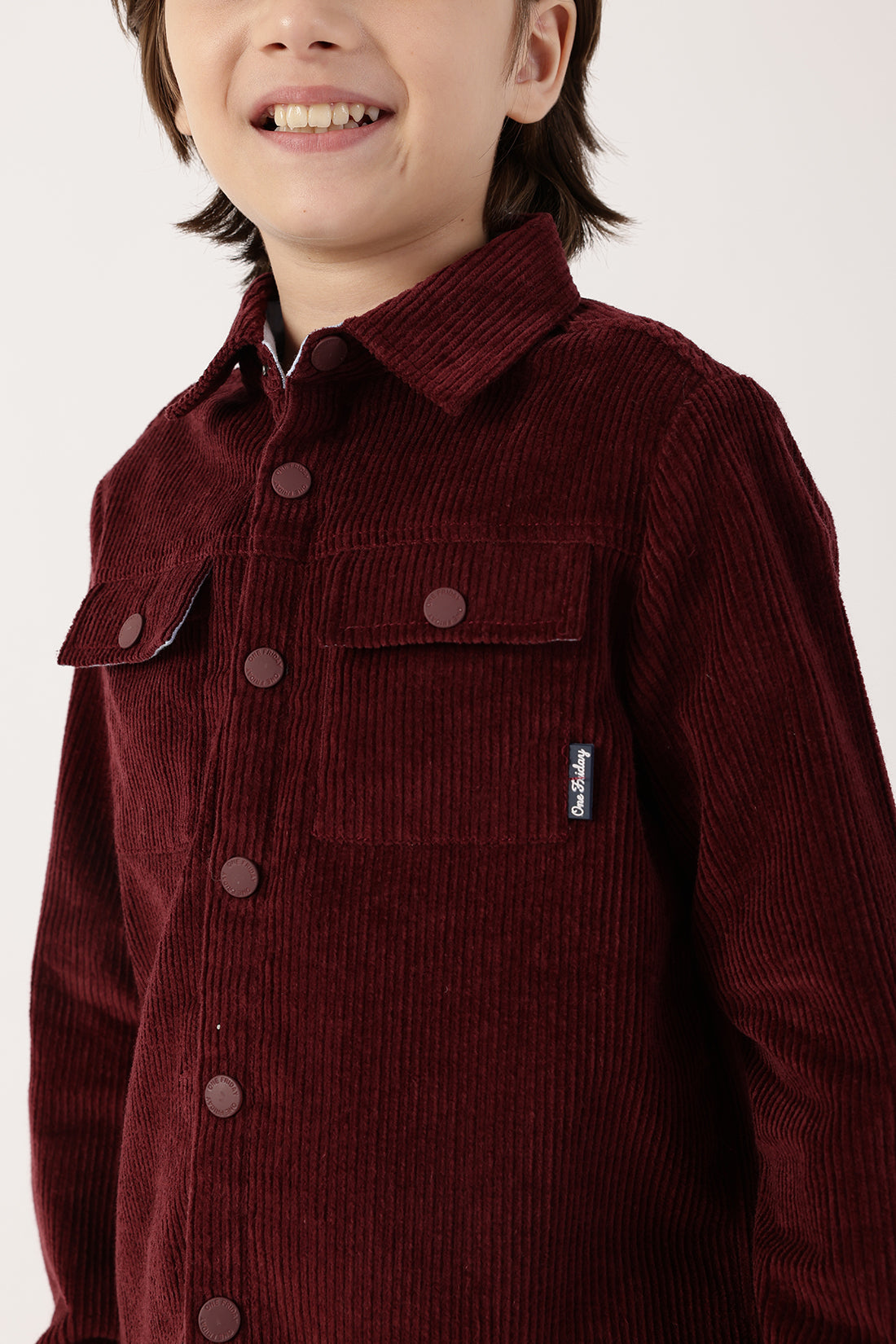 Boys Burgundy Cotton Knit Overshirt