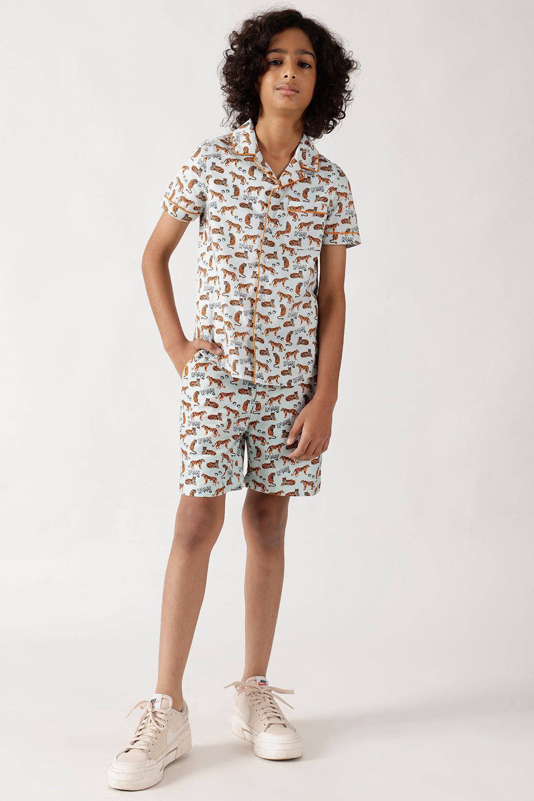 Boys Multi-Colored Half Sleeve Printed Co-Ord Set by One Friday