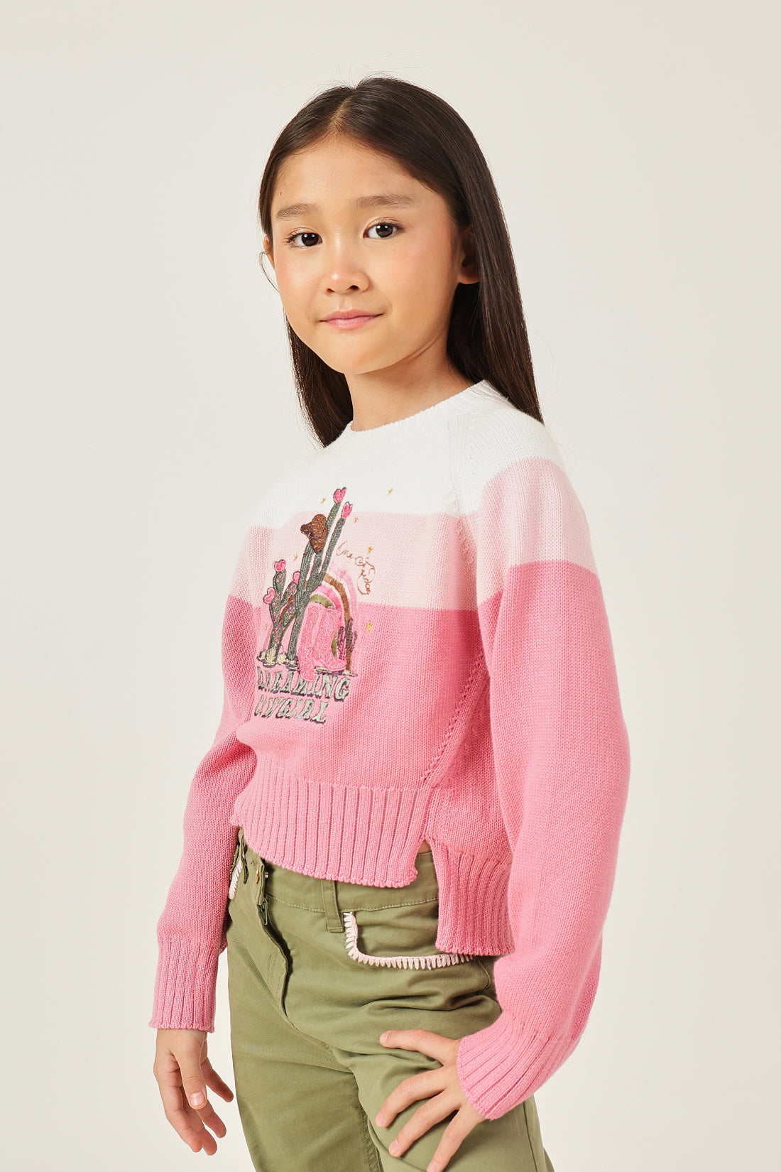 Girls Pink Knit Sweater – Cozy Winter Essential