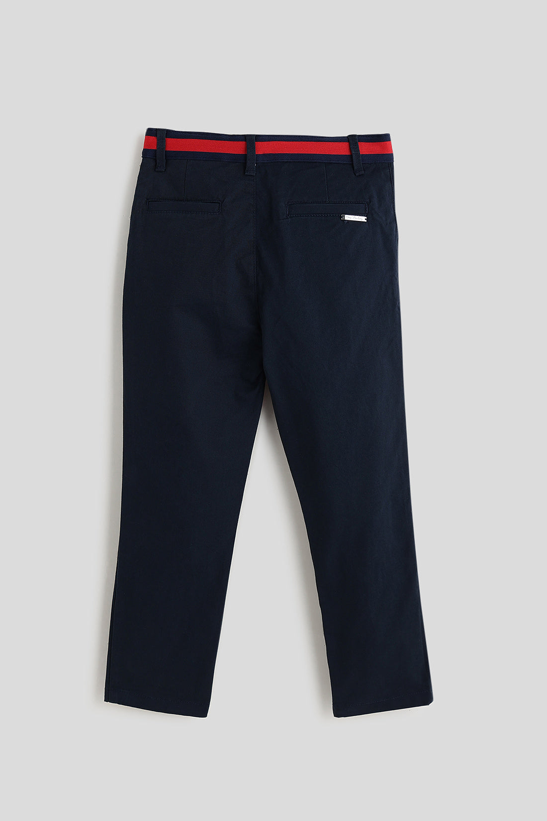 Boys Navy Blue Solid Trousers by One Friday