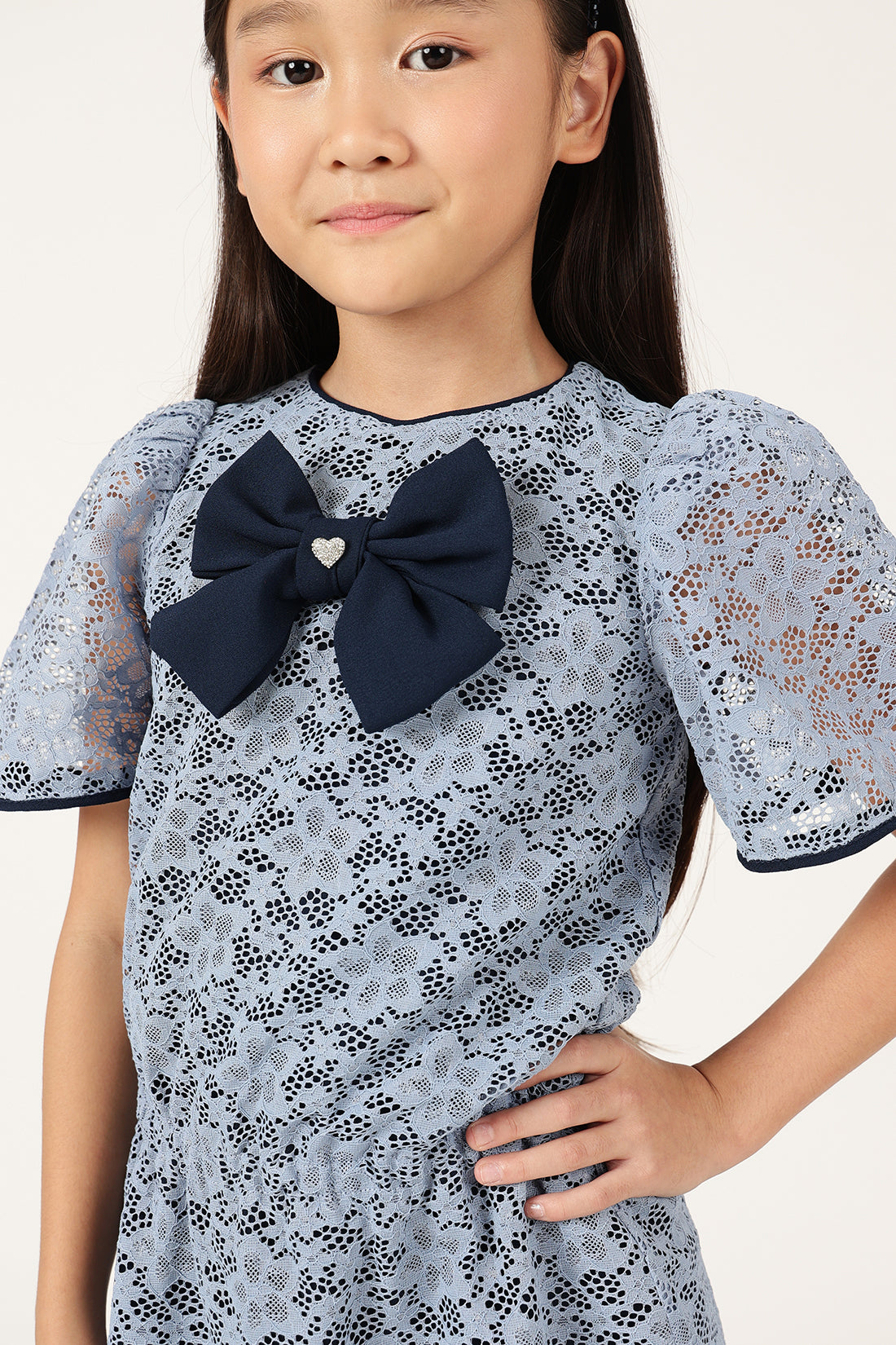 Girls Blue Woven Dress – Regular Fit