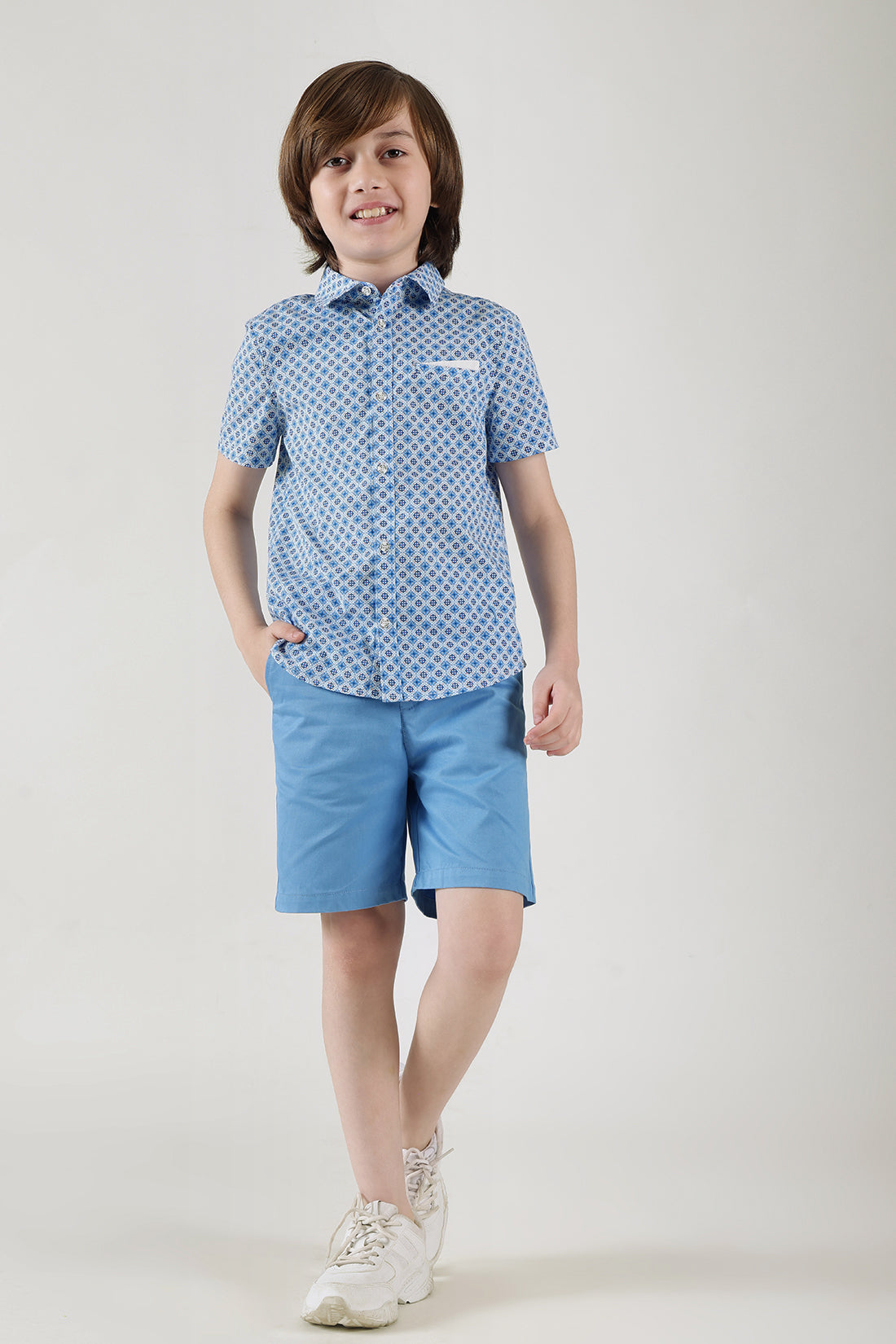 Boys Blue Regular Fit Short Sleeve Printed Shirt by One Friday