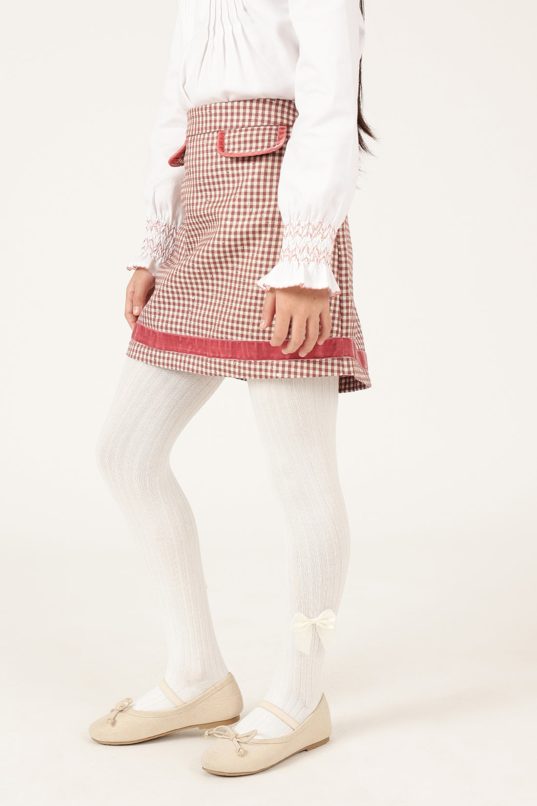 Girls Multicolor Check Woven Skirt