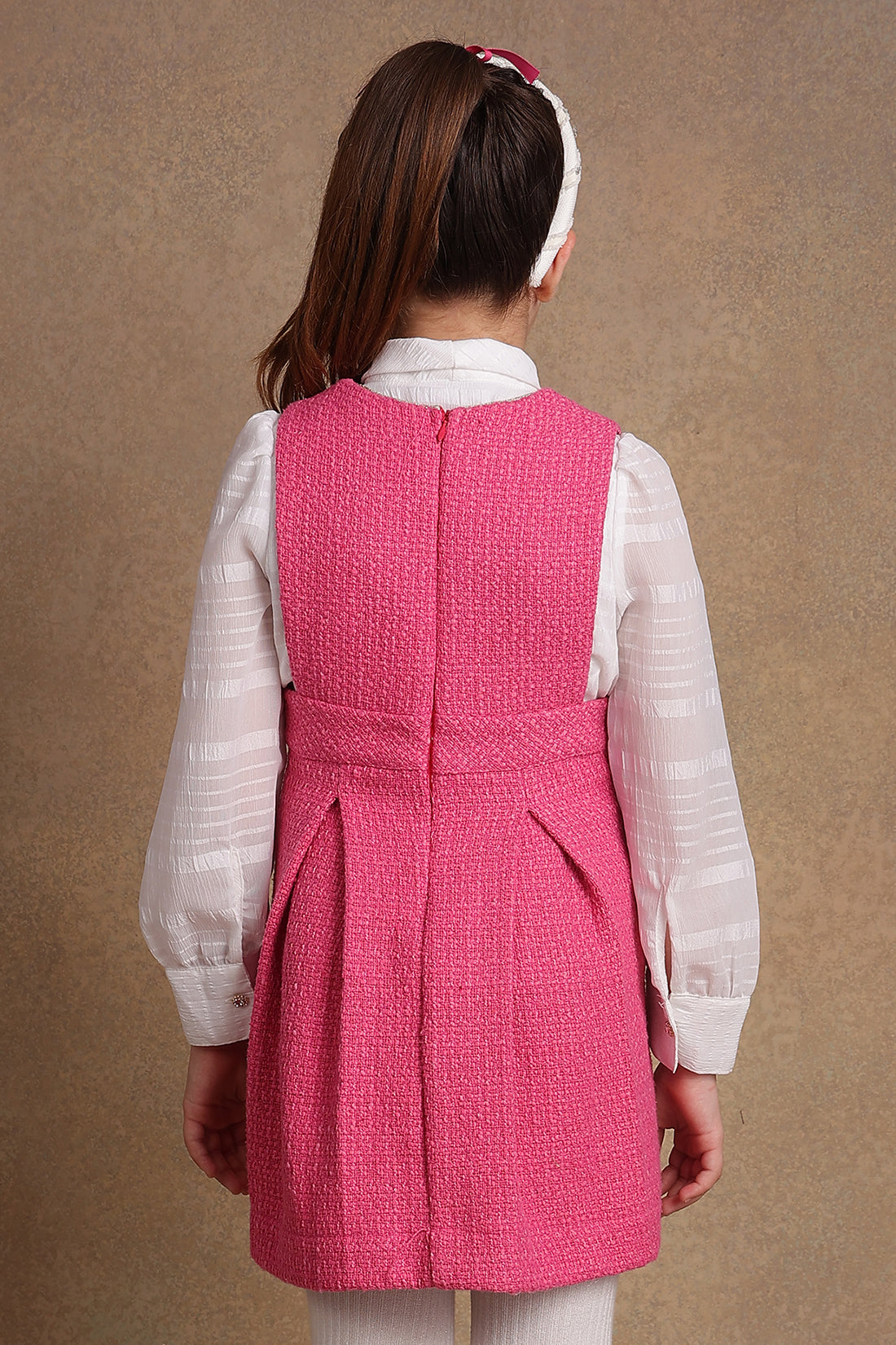 Girls Pink Boucle Dress
