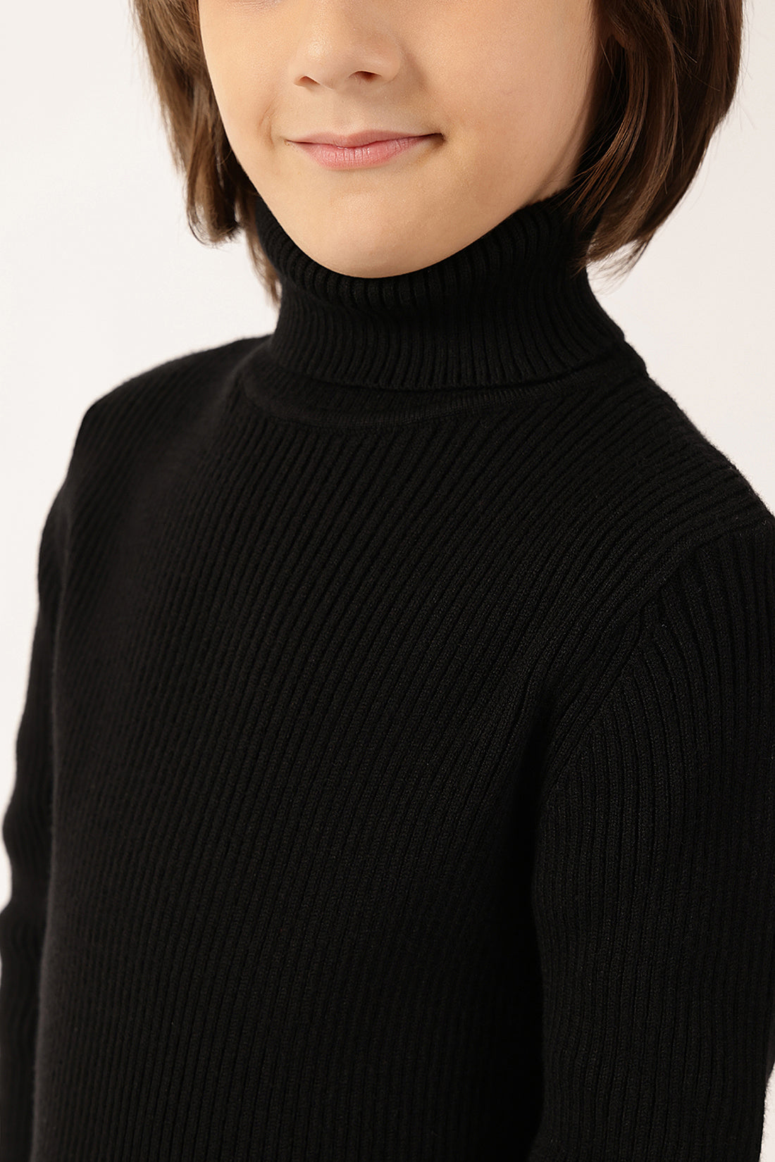 Boys Black Turtle Neck Jumper