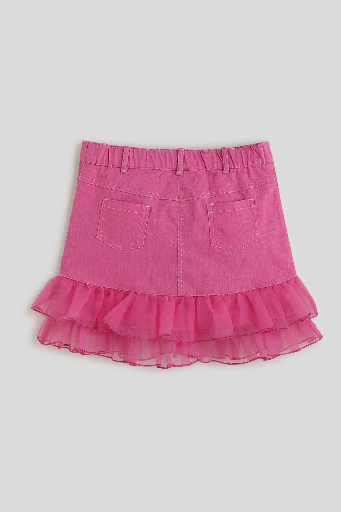 One Friday Girls Pink Solid Skirt