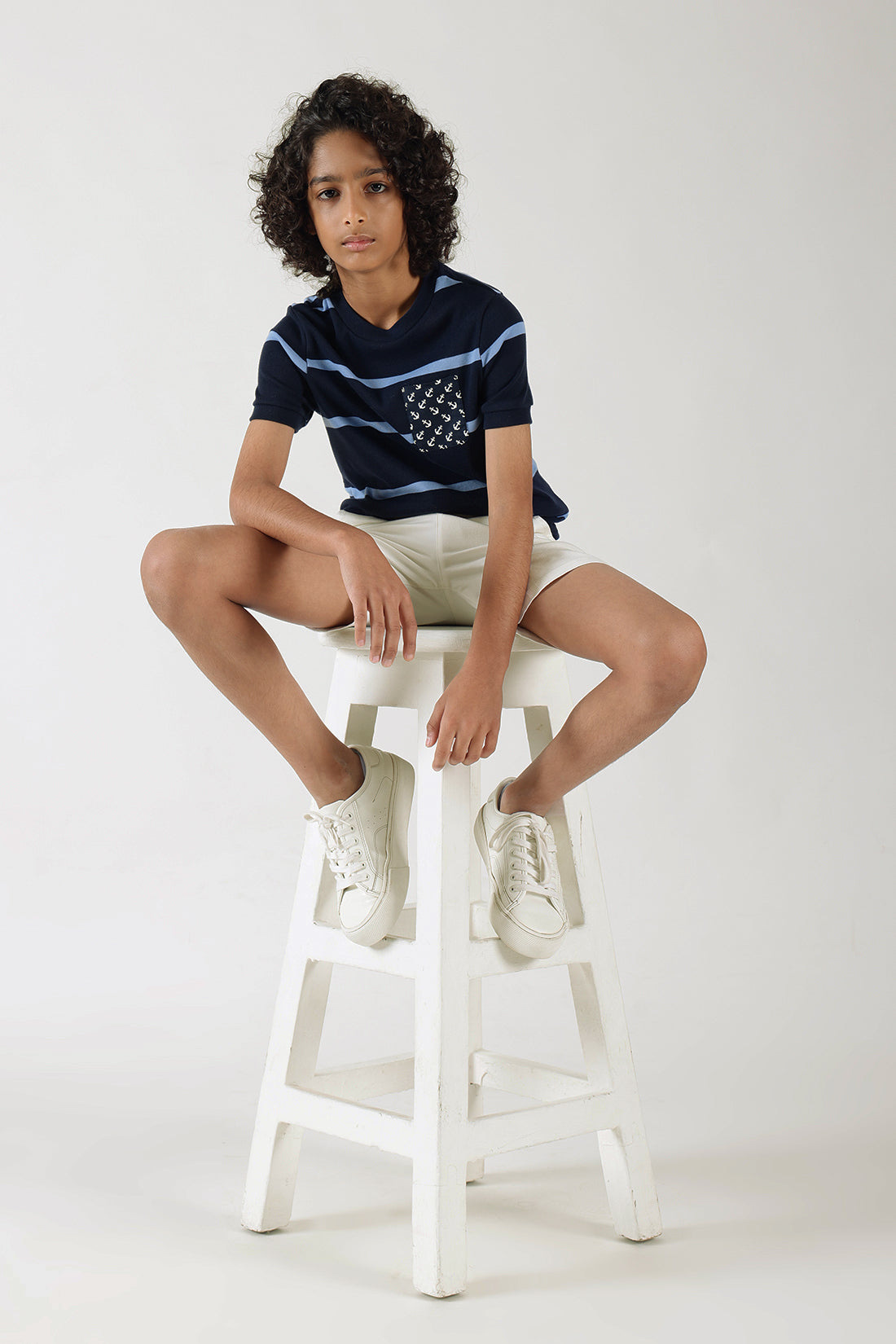 Boys Navy & Light Blue Stripe T-Shirt