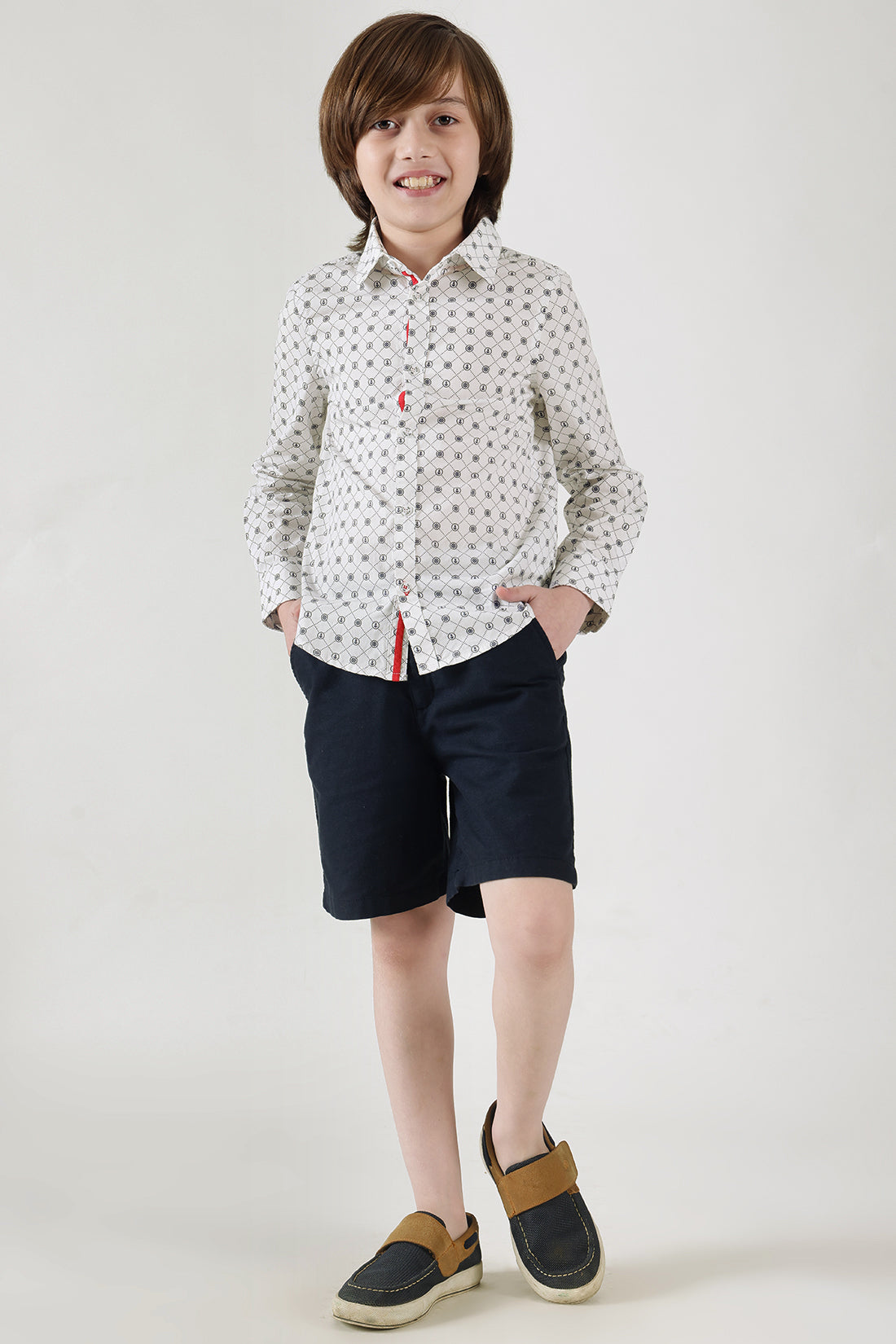 Boys Blue Regular Fit Solid Shorts