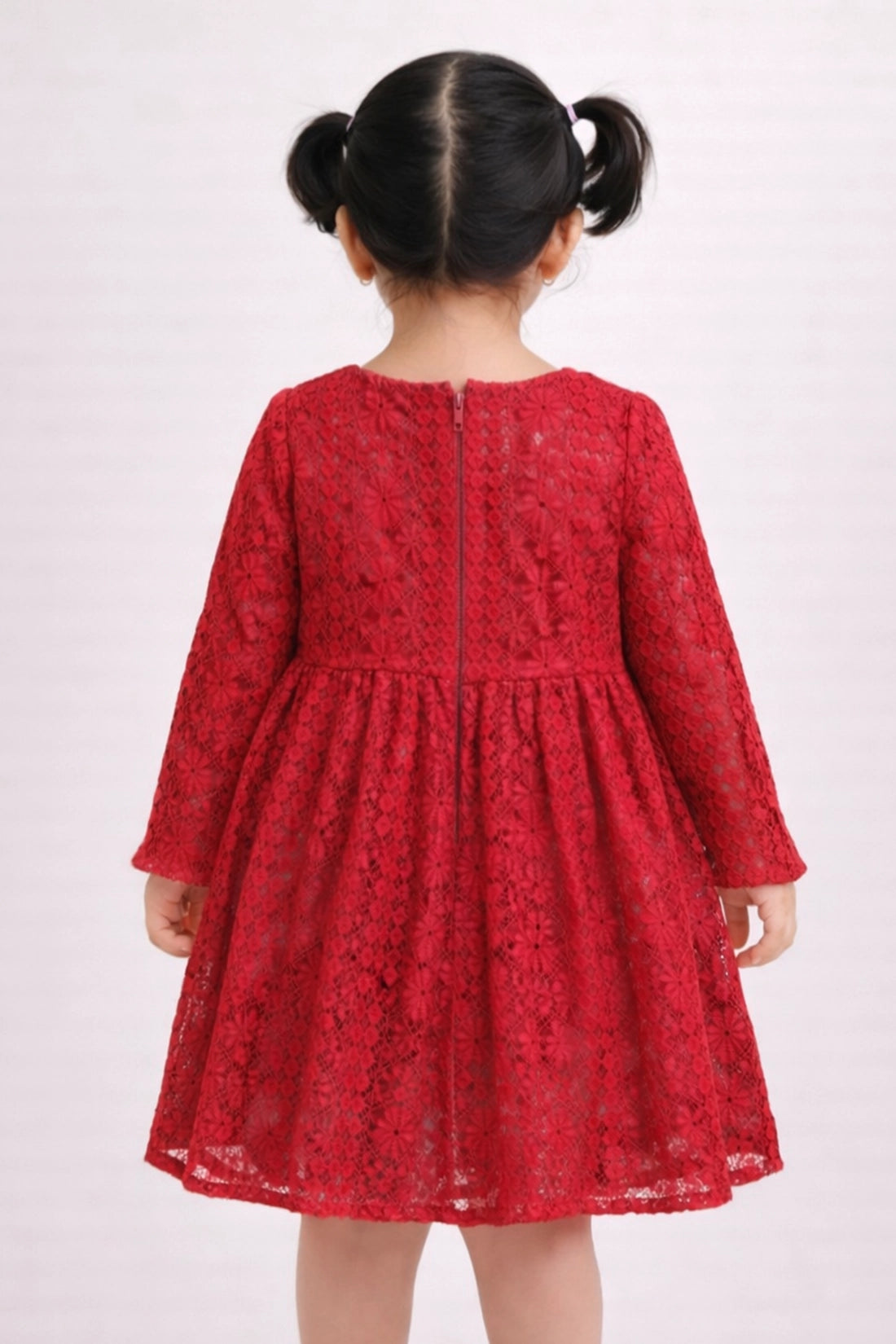 Baby Girls Red Velvet Mesh Dress