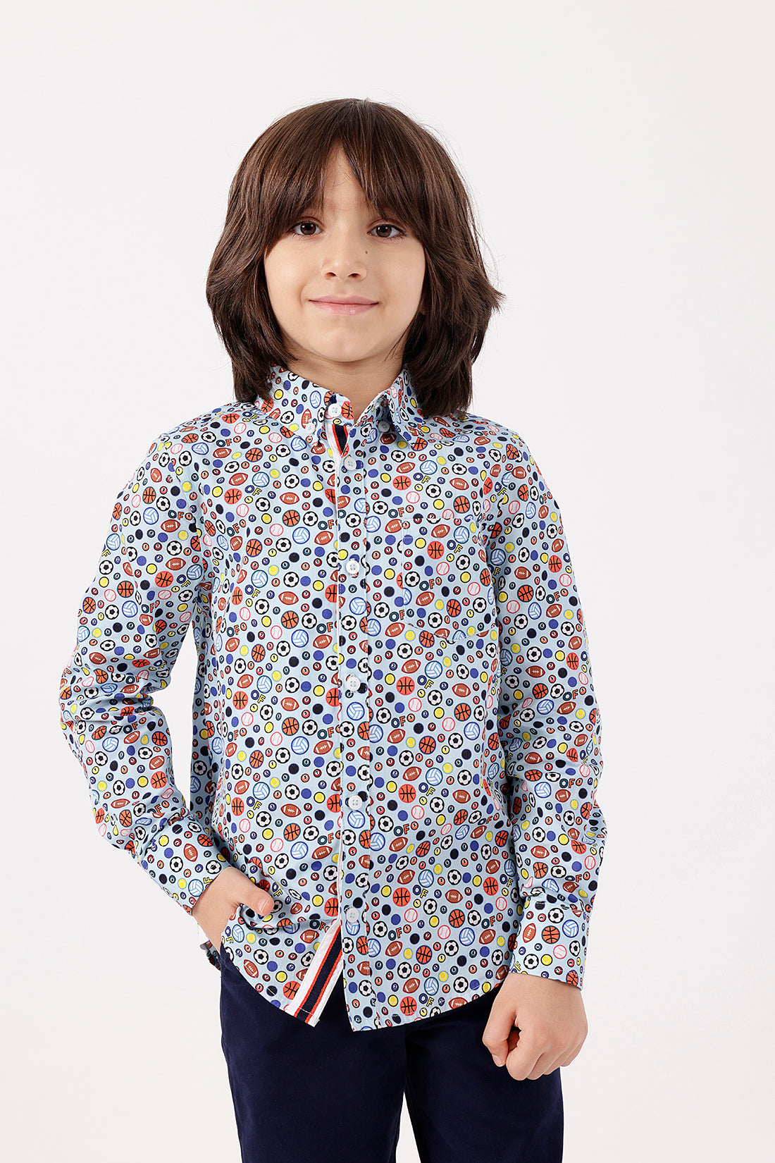 Boys Multicolor Printed Cotton Shirt