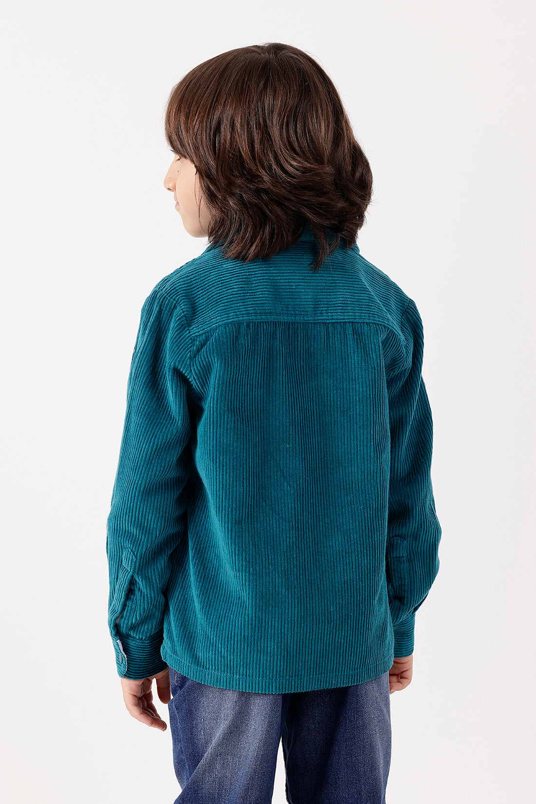 Boys Teal Corduroy Oversized Shirt