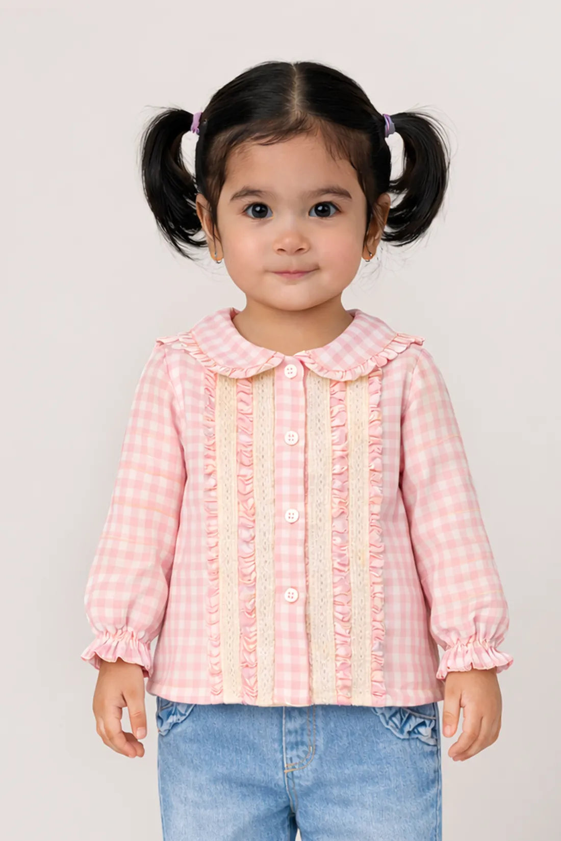 Baby Girls Multi Color Checked Clothing Set