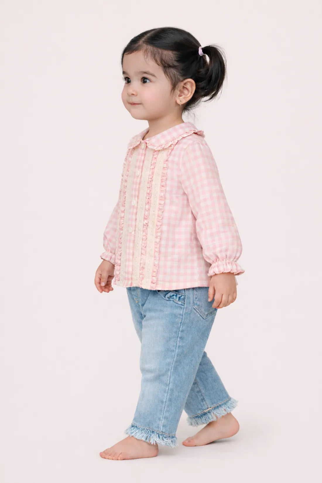 Baby Girls Multi Color Checked Clothing Set