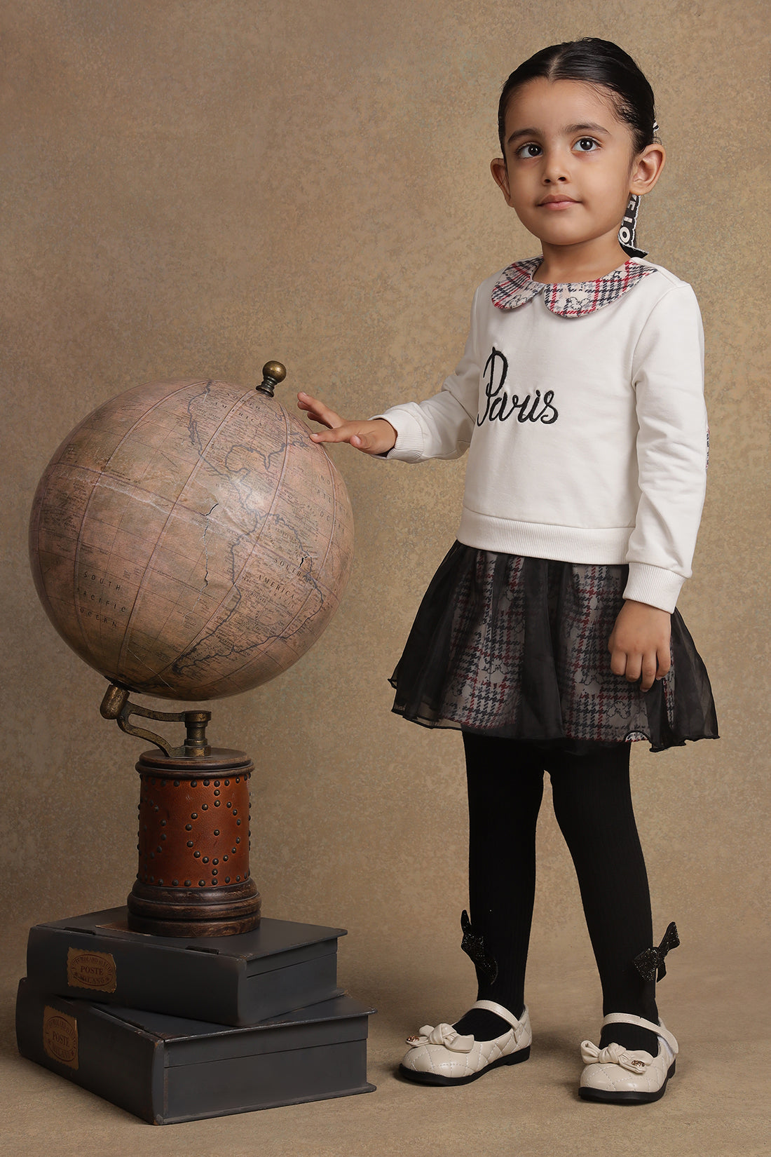 One Friday Baby Girls Checks and layered sweat shirt Dress