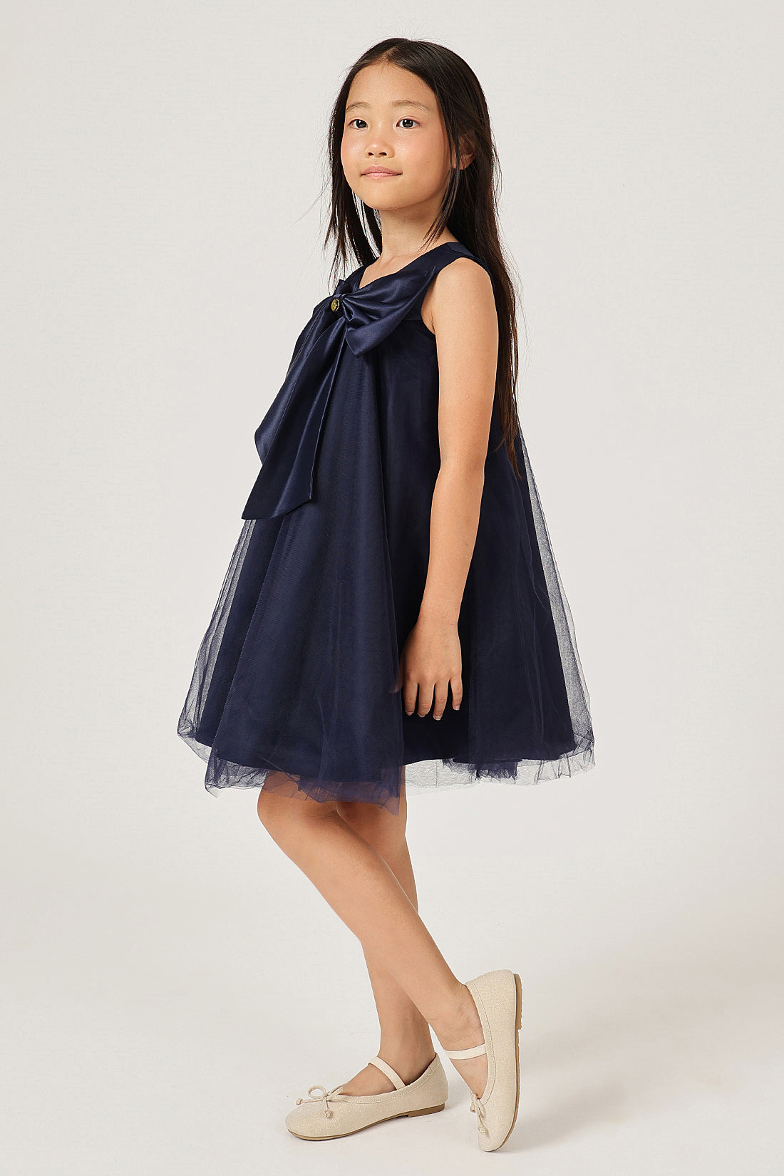 Girls Navy Blue Sleeveless Dress
