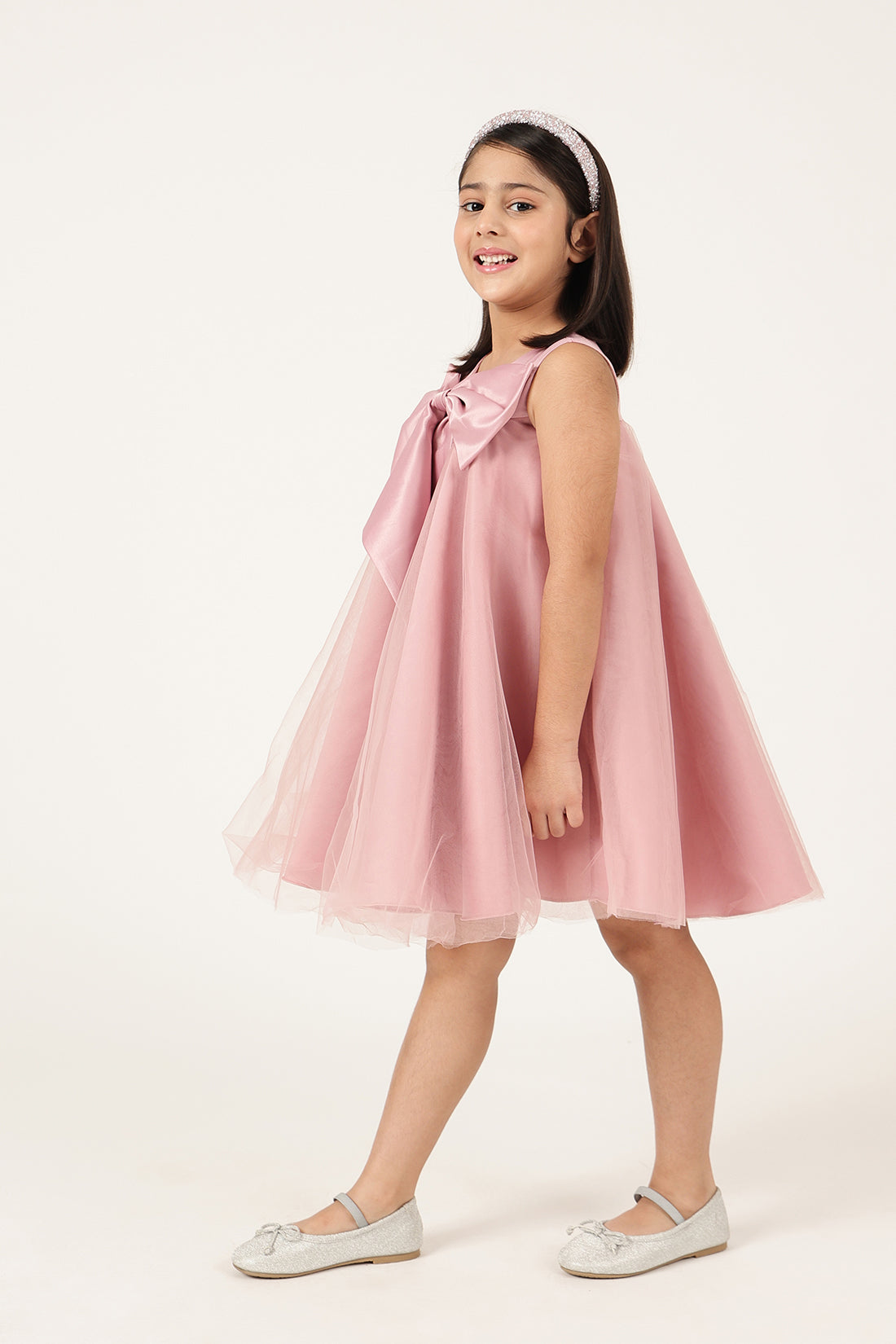 Girls Off Shoulder Sleeveless Zip Dress