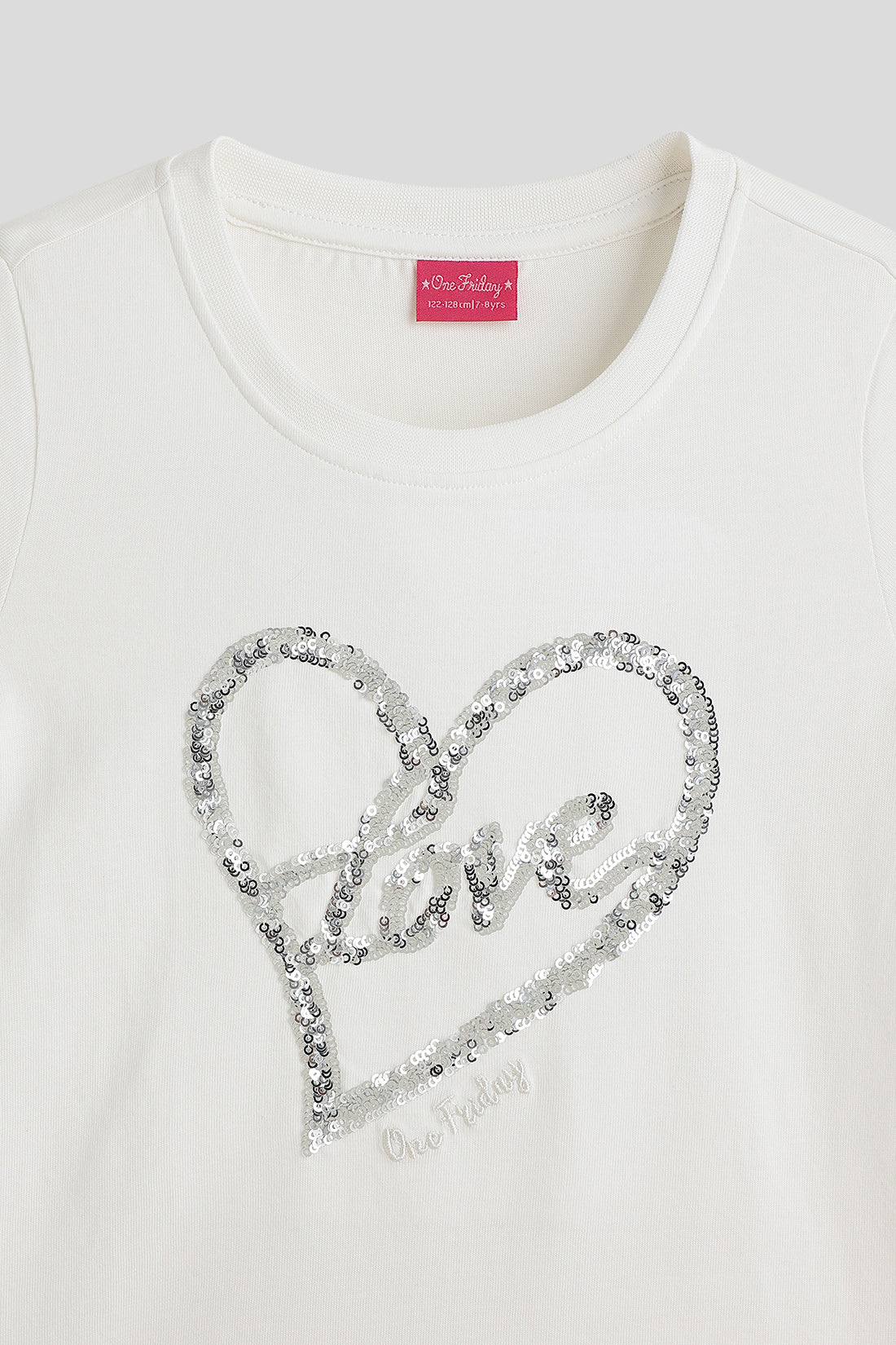 Girls Off White Solid T-shirt